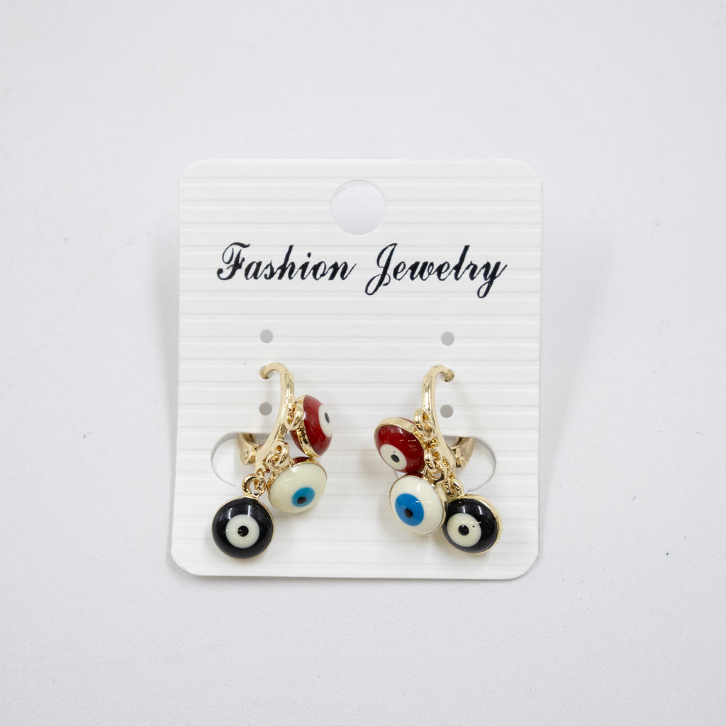 Arete Dorado de Ojo Turco con Piedras M6 Oro Laminado