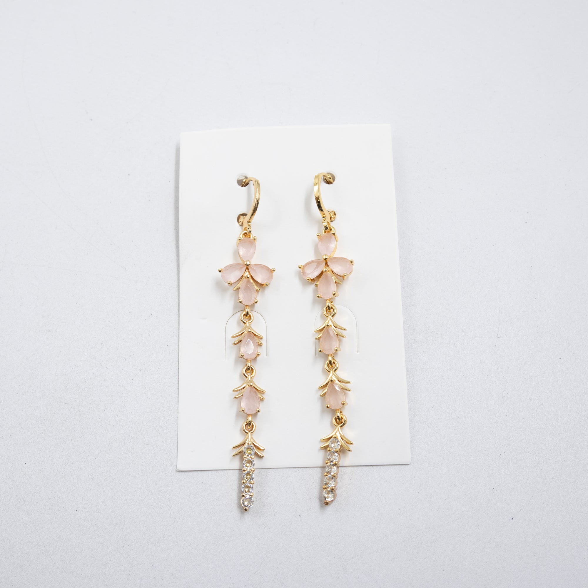 Aretes Largos Dorados con piedras M5 Oro Laminado