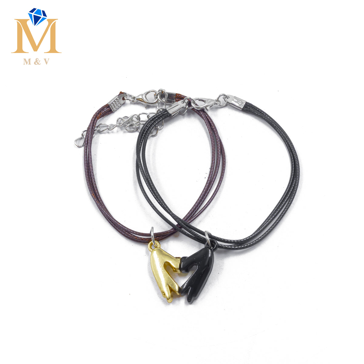 Pulseras de Corazón de Pareja con imán M5 Oro Laminado
