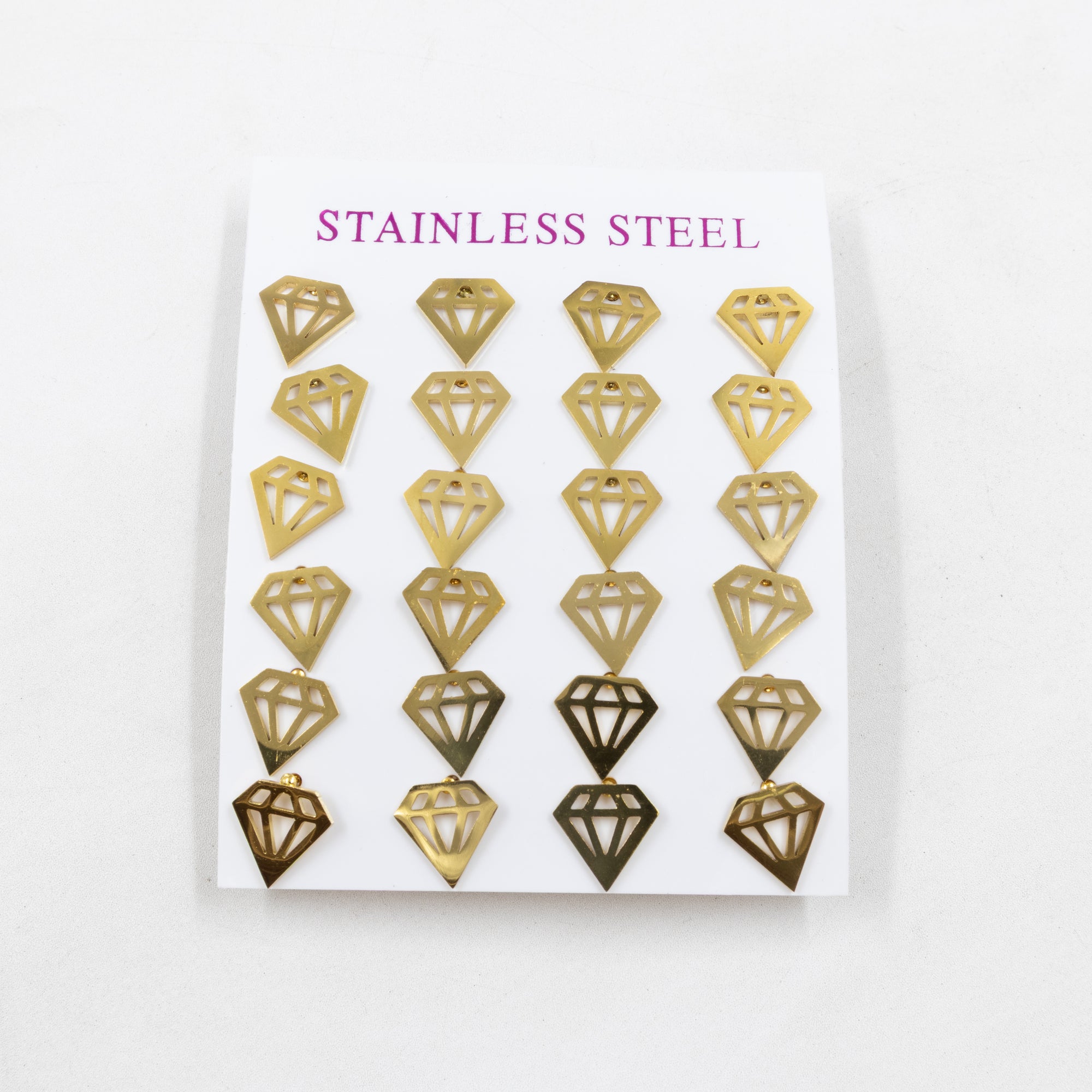 Paquete de 12 Pares de Aretes Dorados M6 Acero Inoxidable