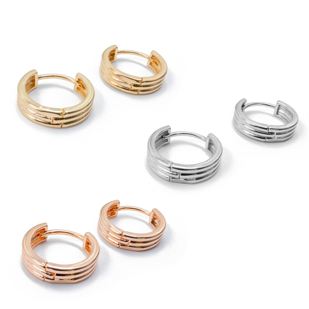 Paquete de 3 pares de Arracadas M3 Oro Laminado