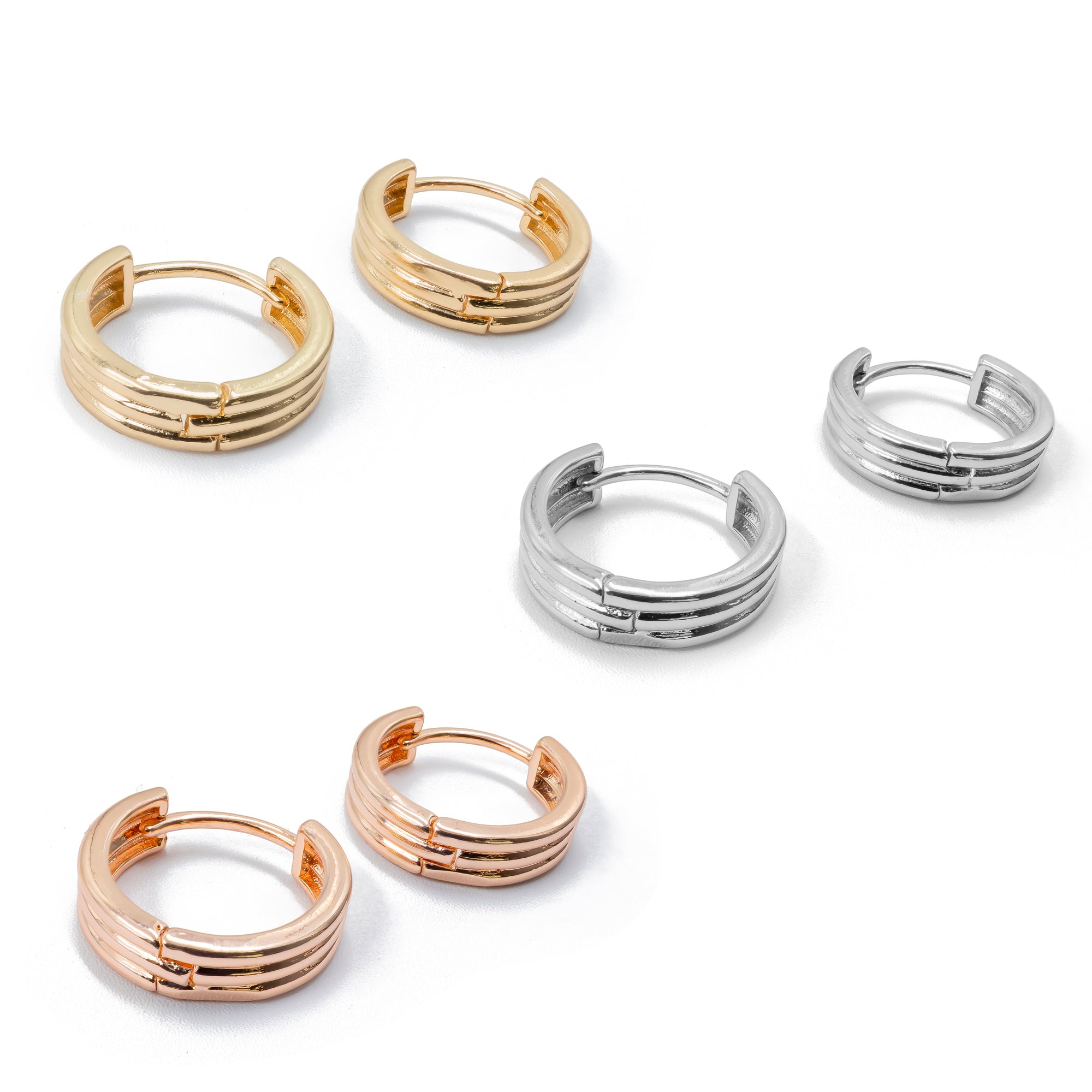 Paquete de 3 pares de Arracadas M3 Oro Laminado