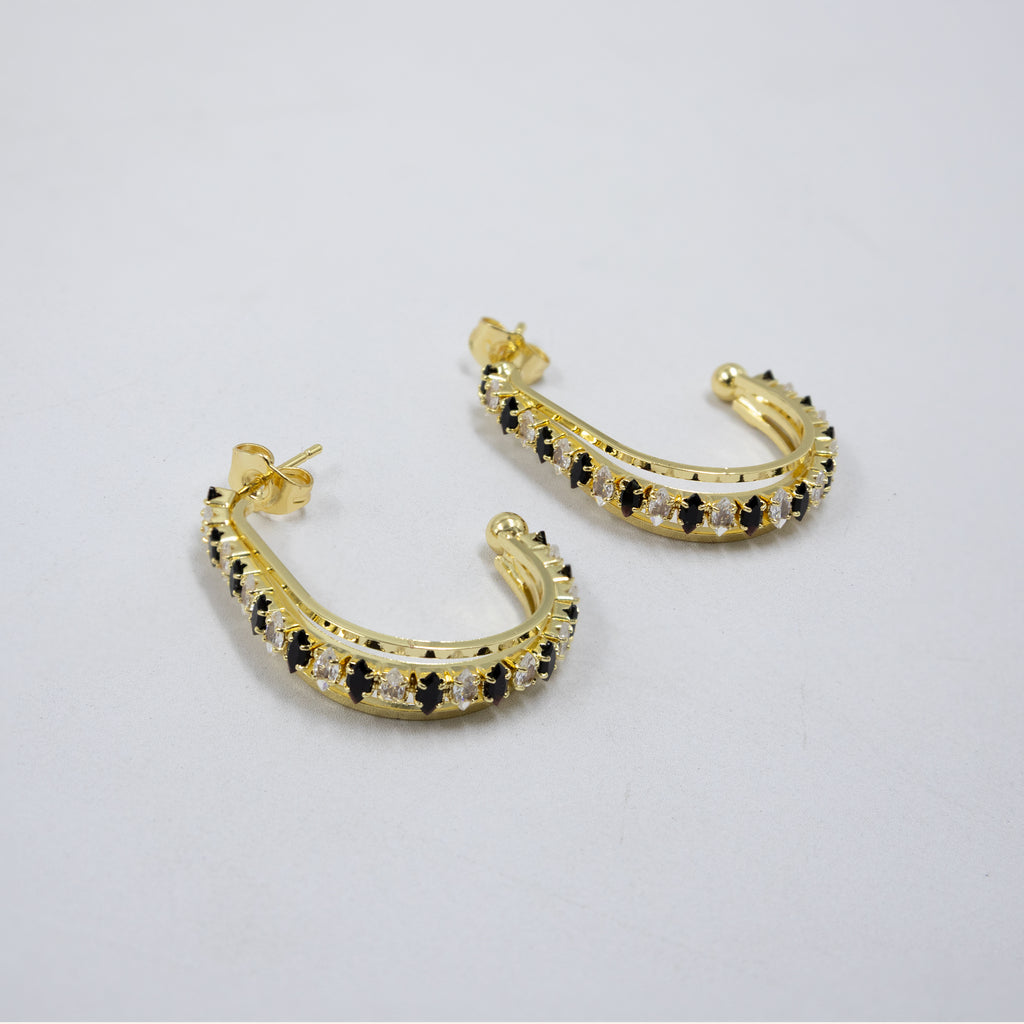 Aretes Dorados con piedras de color M9 Oro Laminado