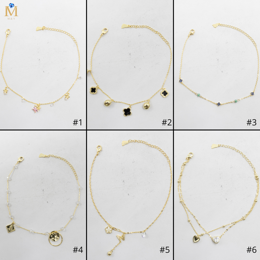 Tobilleras Doradas Ajustables M14 Oro Laminado
