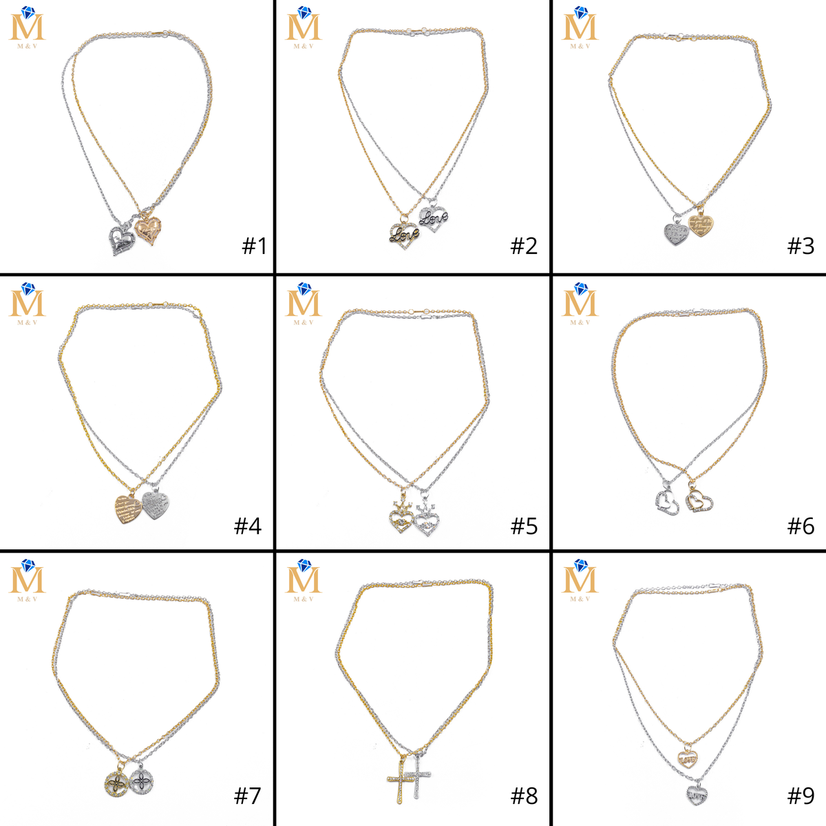 Collares en Pareja de corazón M8 Acero Inoxidable