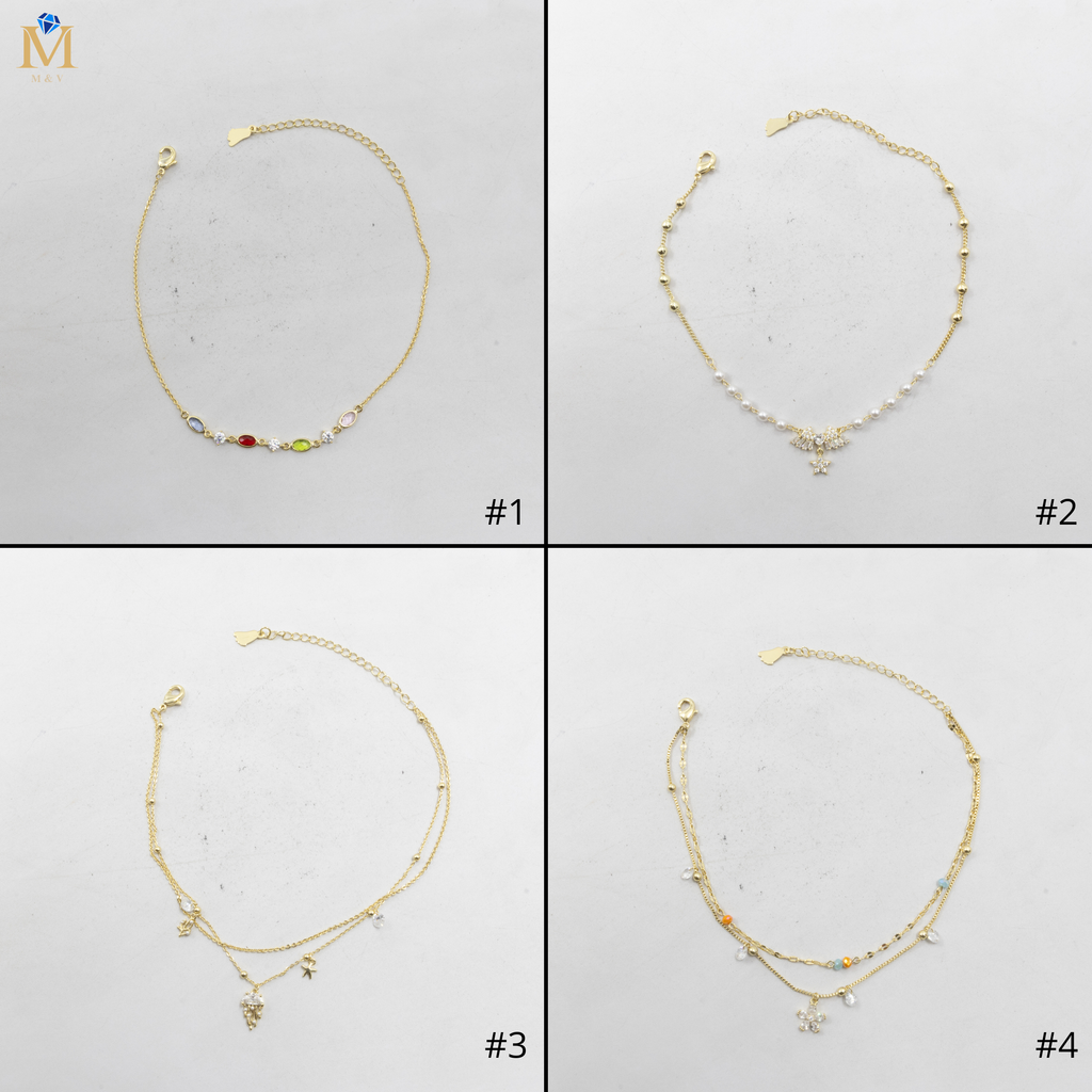Tobilleras Doradas Ajustables M13 Oro Laminado