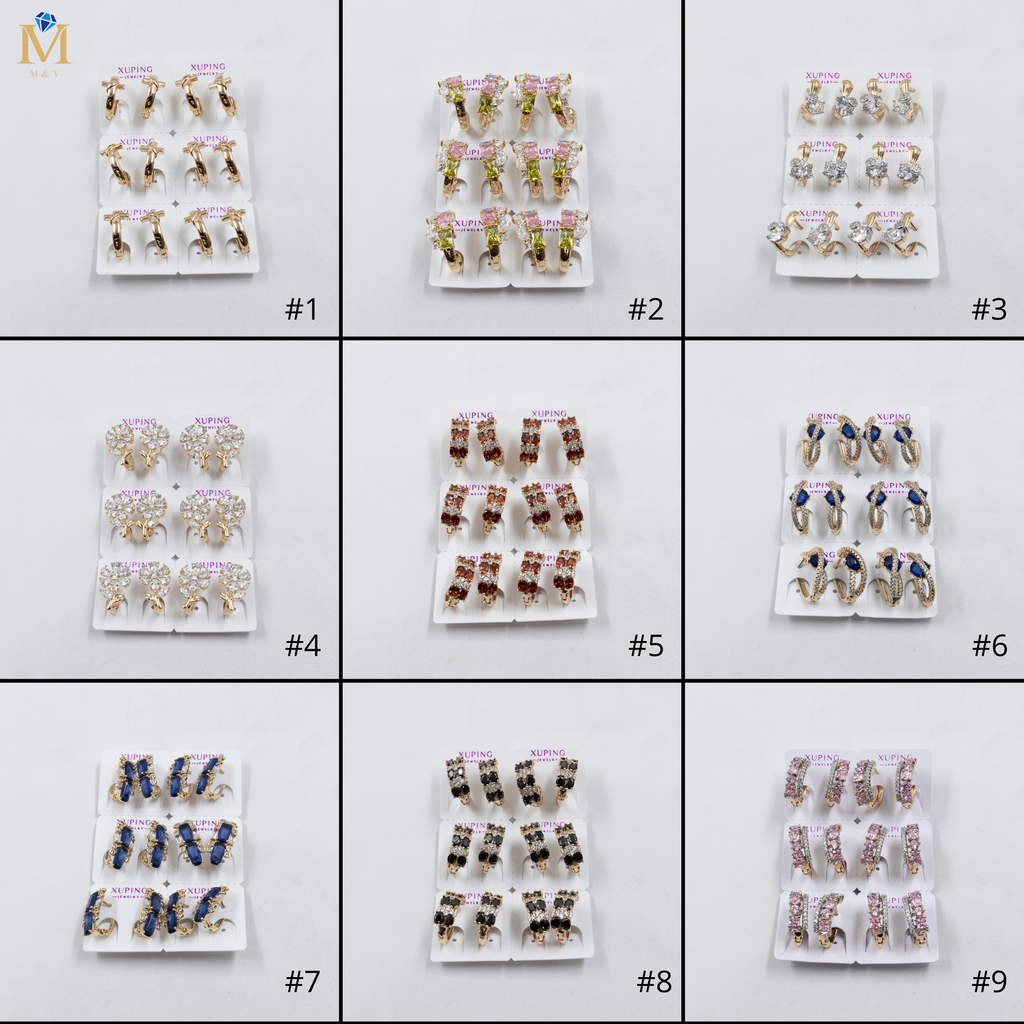 Paquete de 6 pares de Aretes Xuping Dorado M22 Oro Laminado