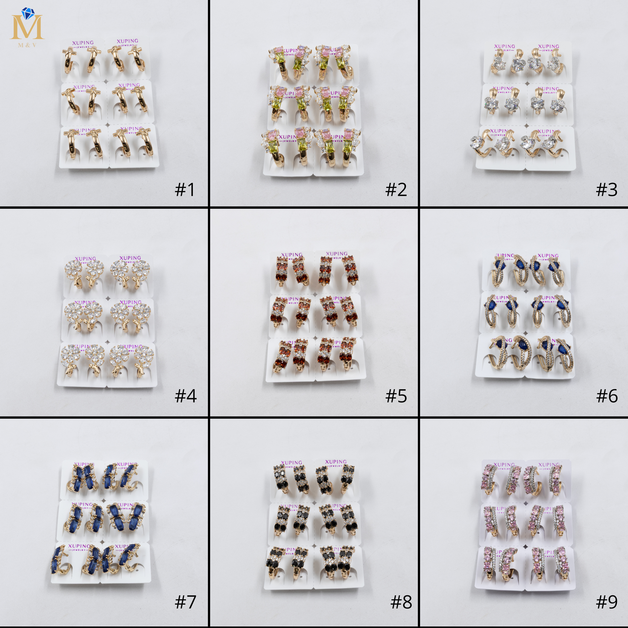 Paquete de 6 pares de Aretes Xuping Dorado M22 Oro Laminado