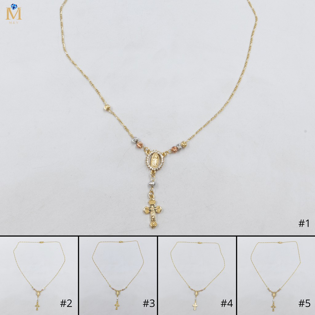 Collar con Dije Religioso Dorado M2 Oro Laminado