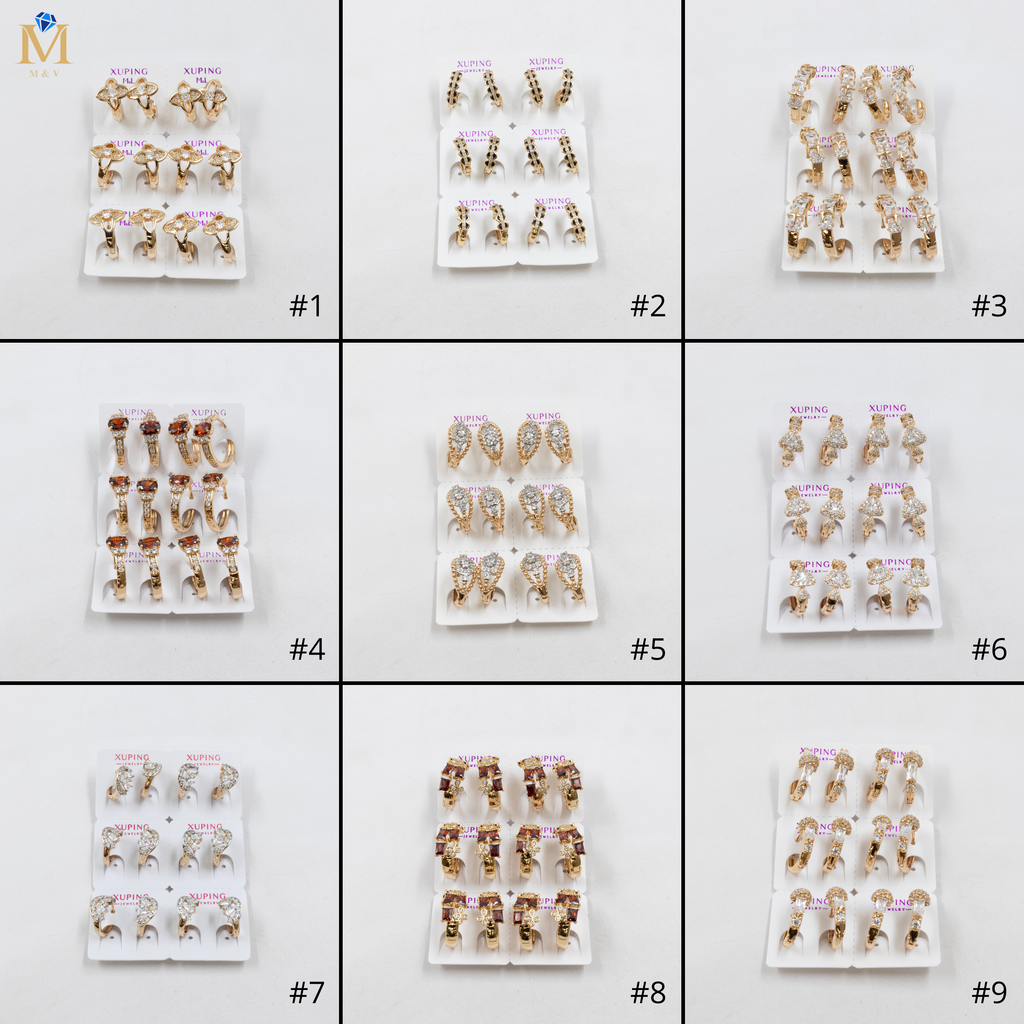 Paquete de 6 pares de Aretes Xuping Dorado M18 Oro Laminado