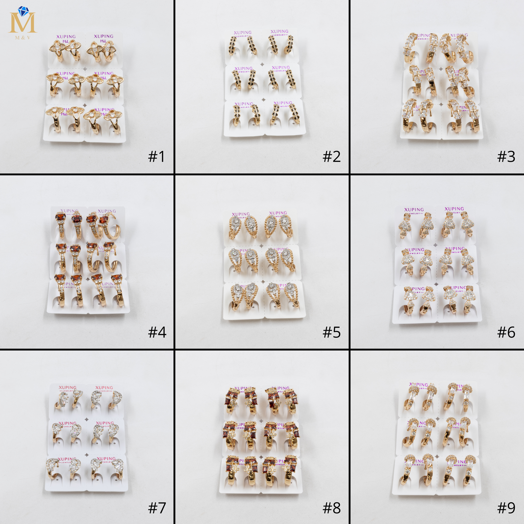 Paquete de 6 pares de Aretes Xuping Dorado M18 Oro Laminado