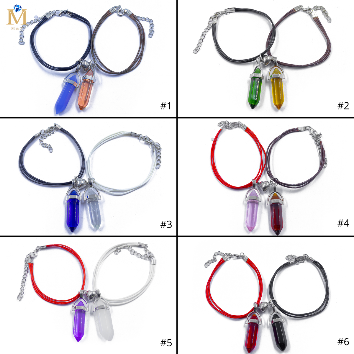 Pulseras con dijes de Piedras de Pareja M12 Oro Laminado