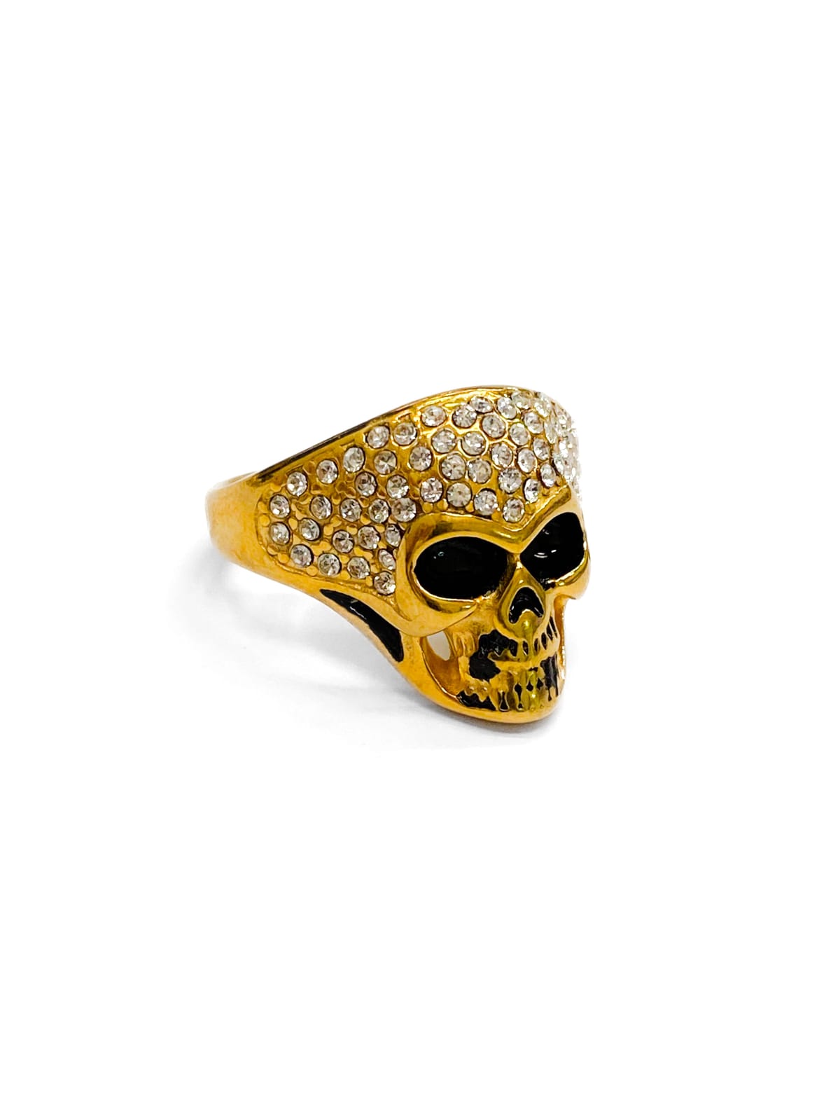 Anillo de Calaberas Dorada y Plateada Acero Inoxidable M15