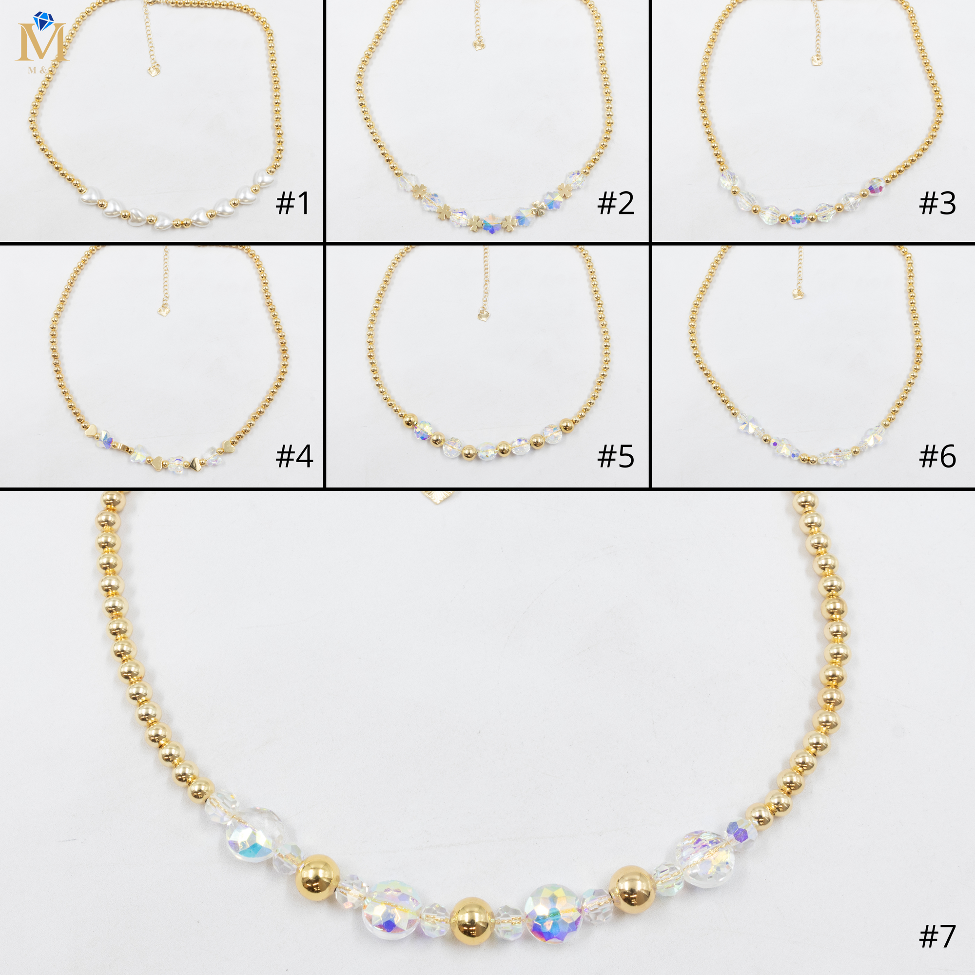 Collar Dorado de Cuentas M1 Oro Laminado