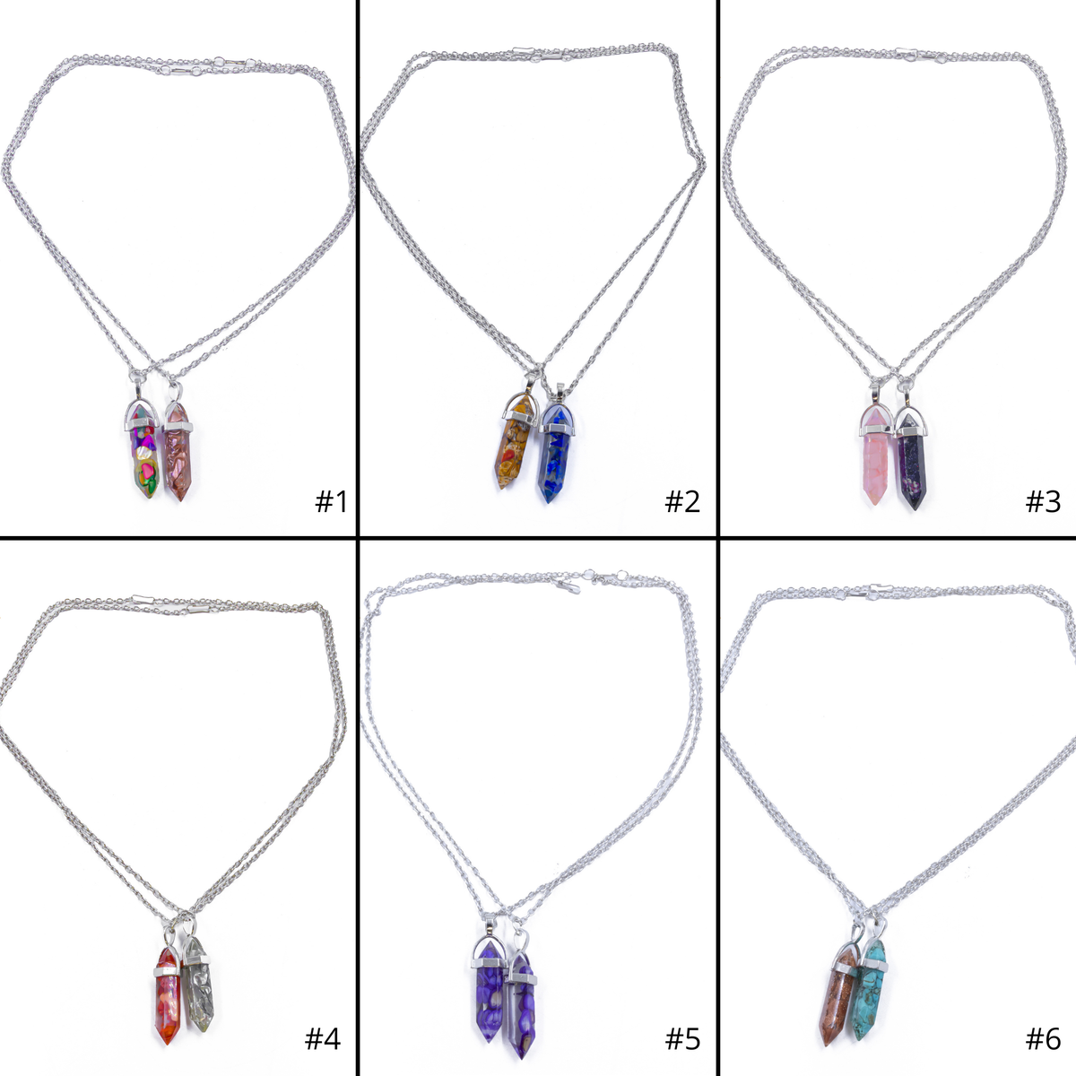 Collares en Pareja de piedras M14 Acero Inoxidable