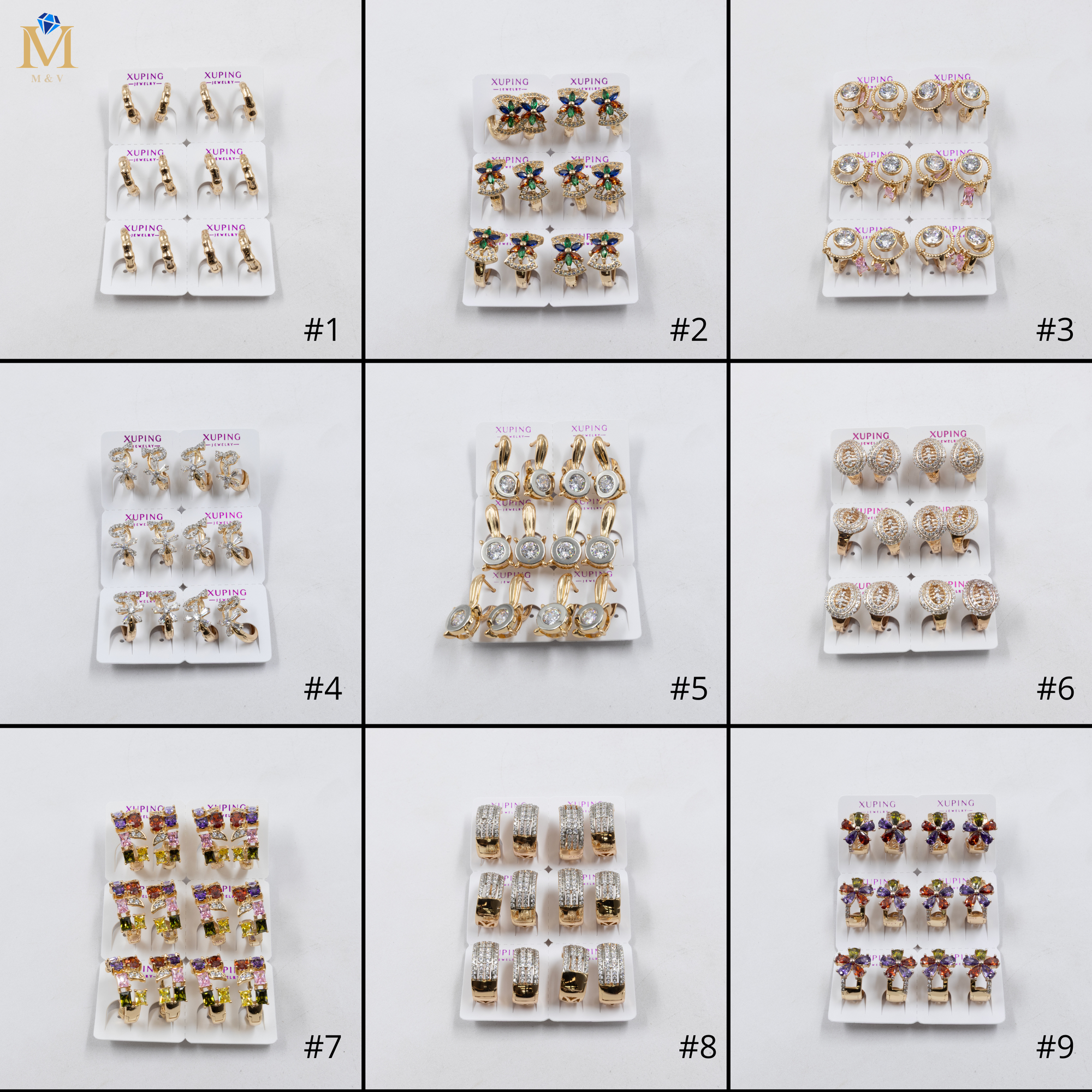 Paquete de 6 pares de Aretes Xuping Dorado M20 Oro Laminado