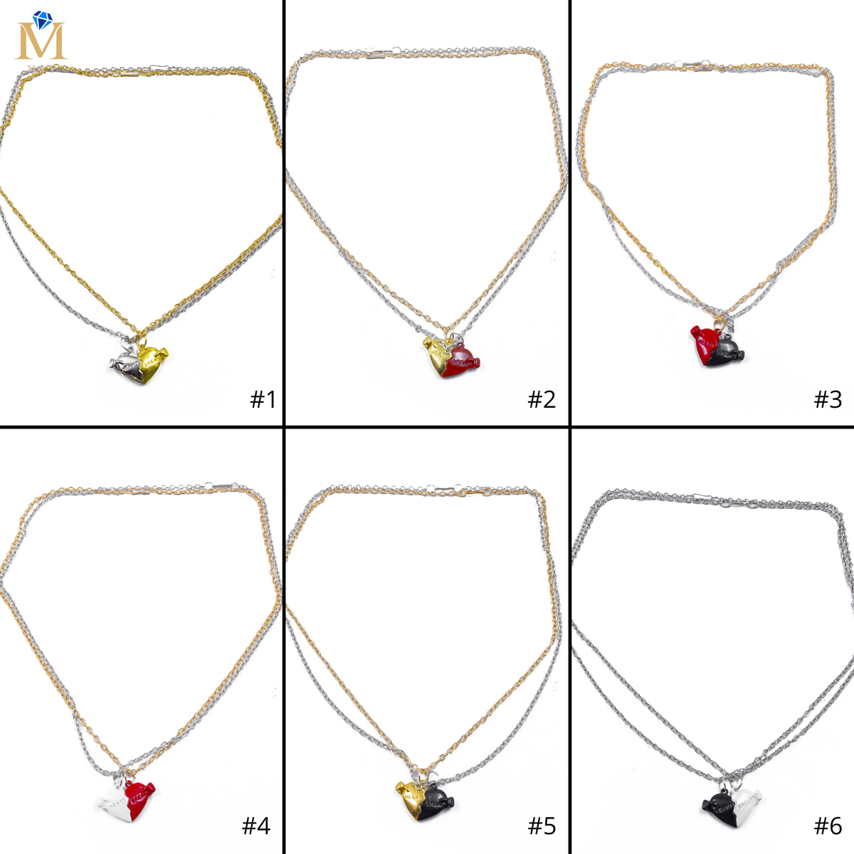 Collares en Pareja de corazón M3 Acero Inoxidable
