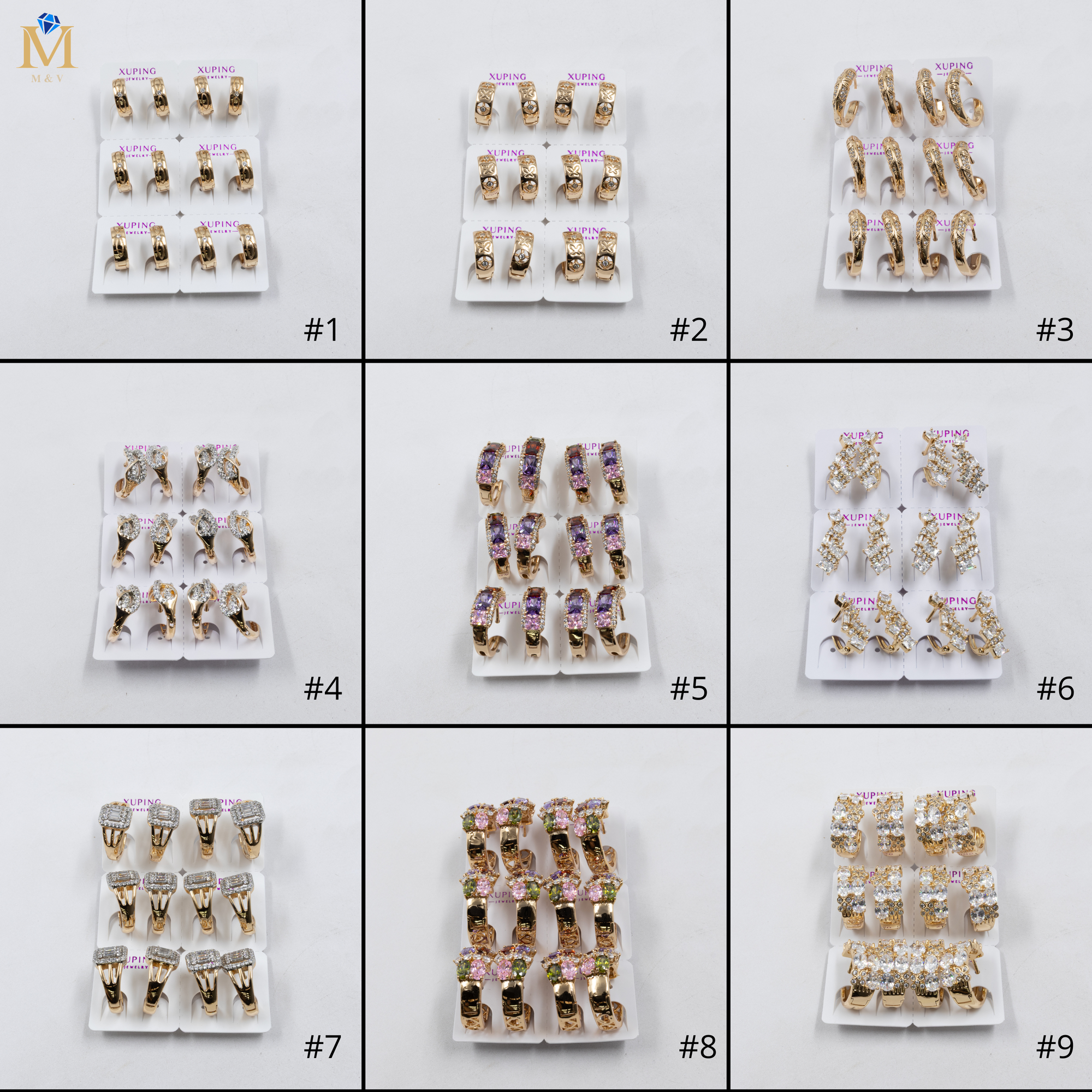 Paquete de 6 pares de Aretes Xuping Dorado M26 Oro Laminado