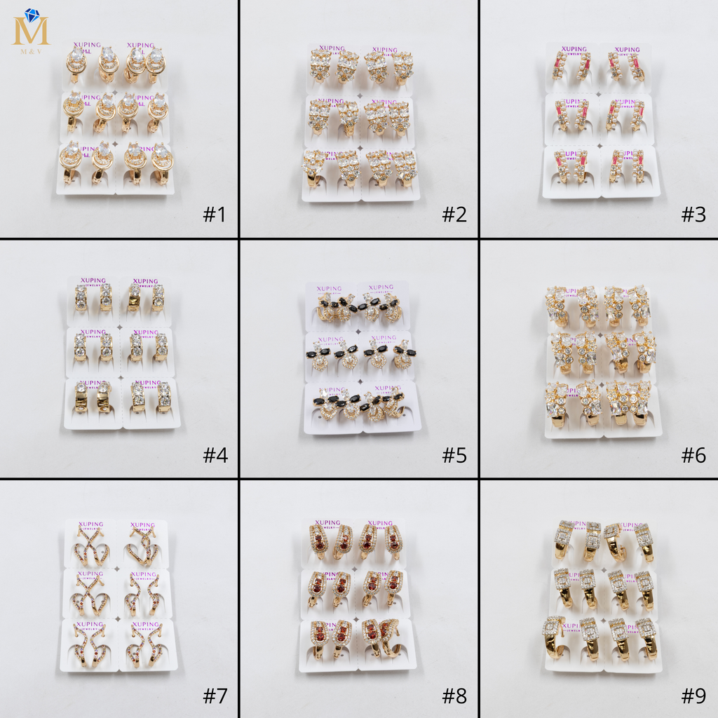 Paquete de 6 pares de Aretes Xuping Dorado M11 Oro Laminado