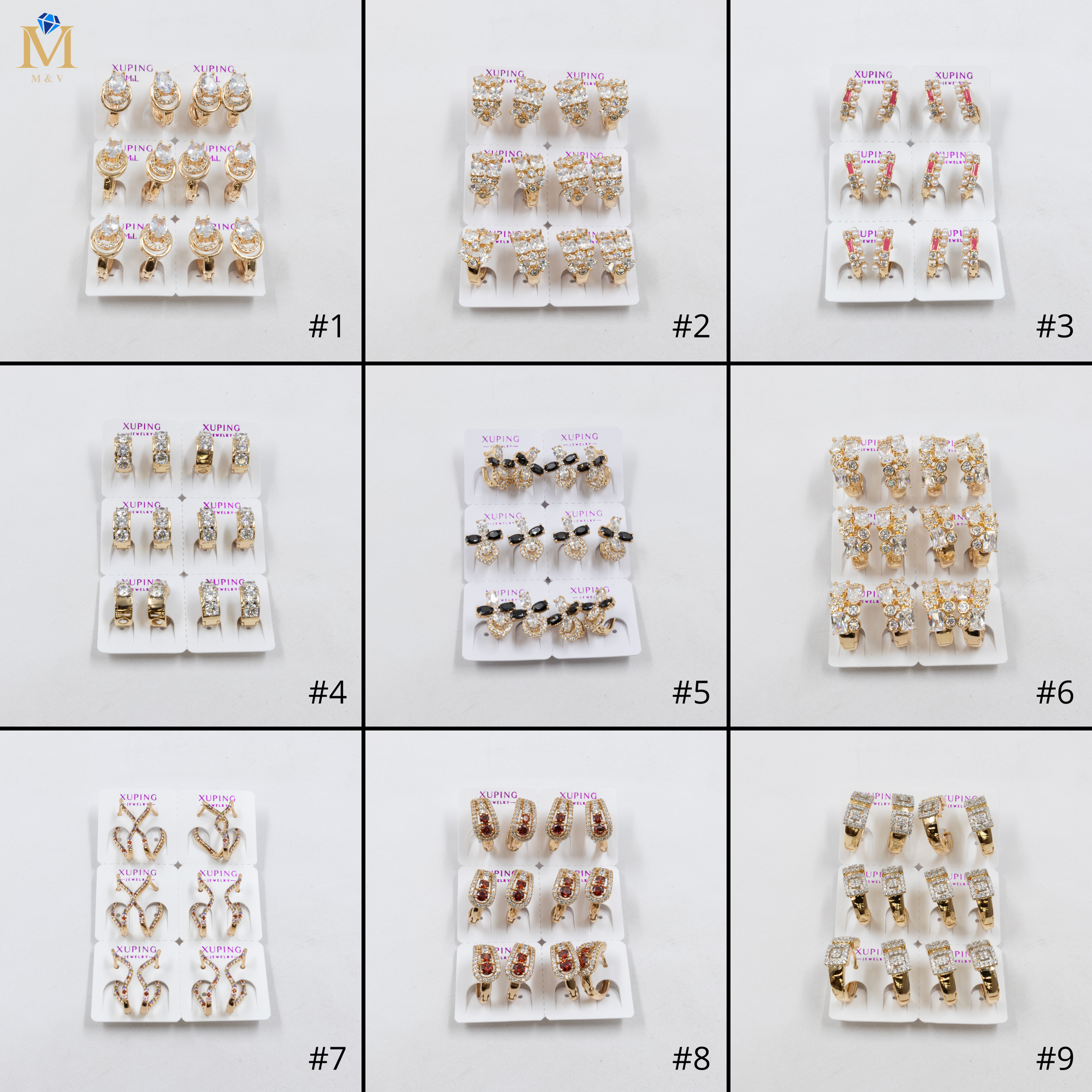 Paquete de 6 pares de Aretes Xuping Dorado M11 Oro Laminado