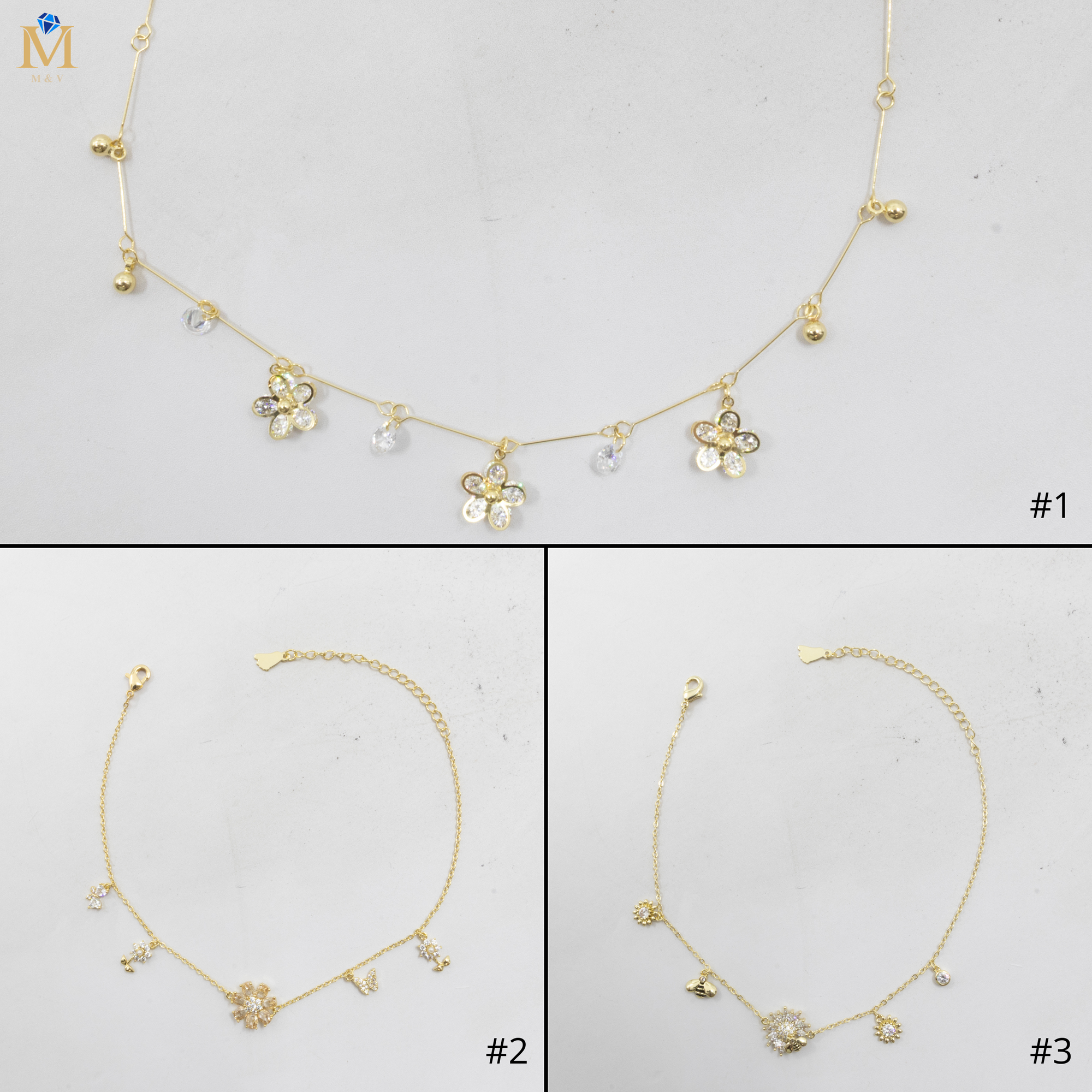 Tobilleras Doradas Ajustables M17 Oro Laminado
