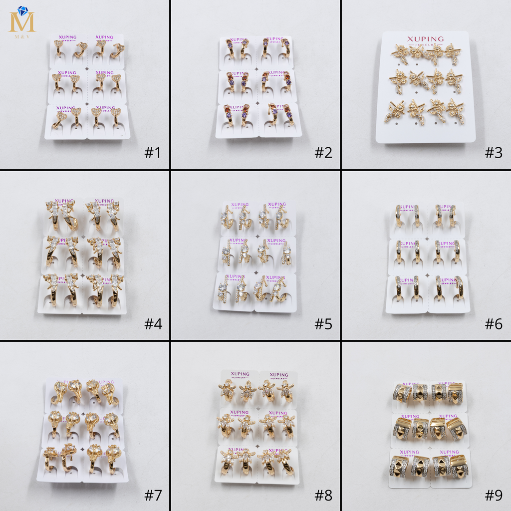 Paquete de 6 pares de Aretes Xuping Dorado M6 Oro Laminado