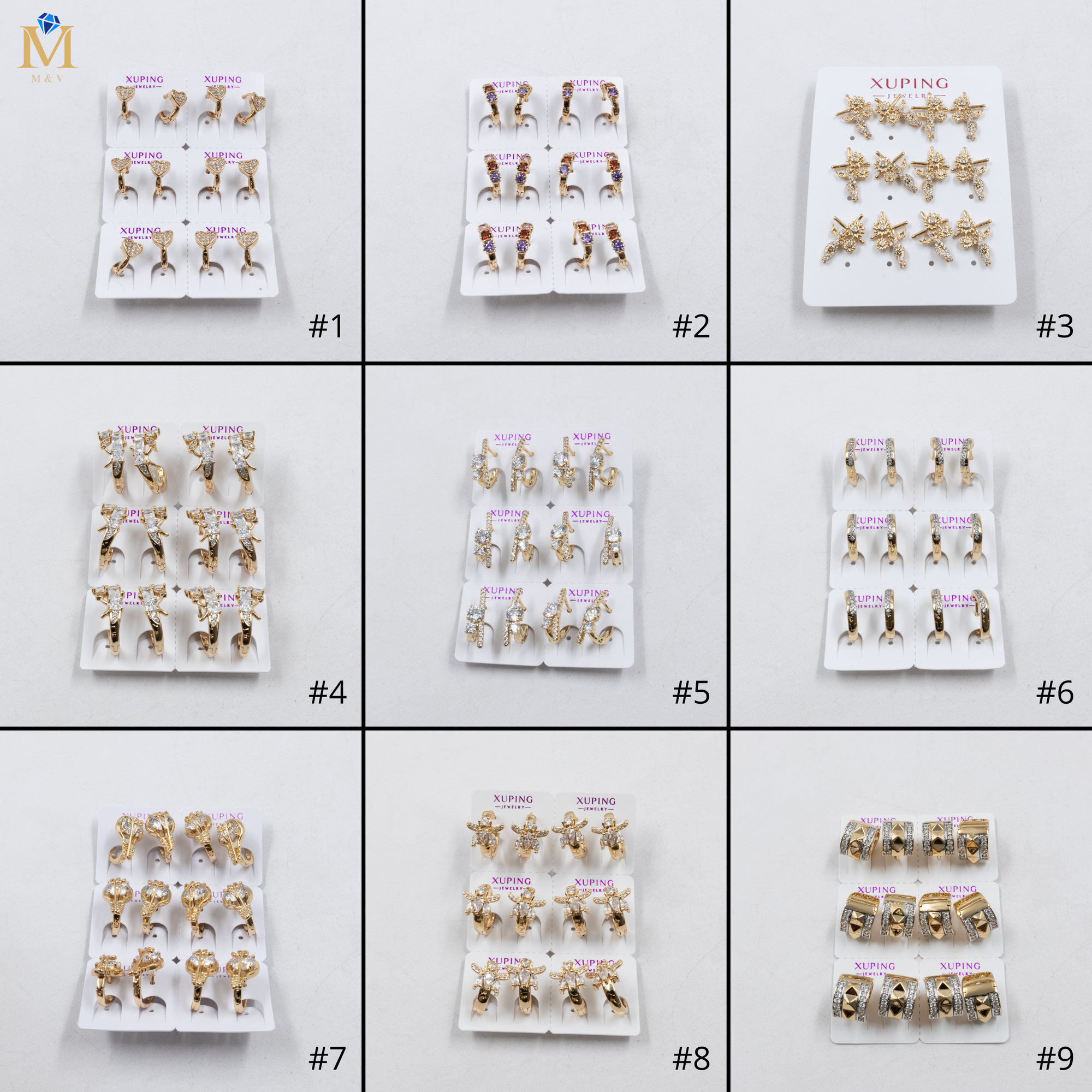 Paquete de 6 pares de Aretes Xuping Dorado M6 Oro Laminado