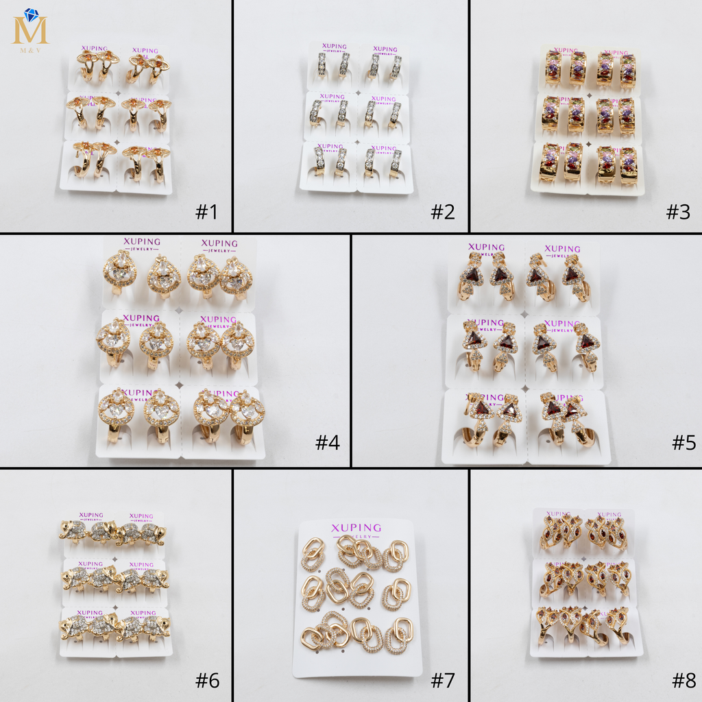 Paquete de 6 pares de Aretes Xuping Dorado M13 Oro Laminado