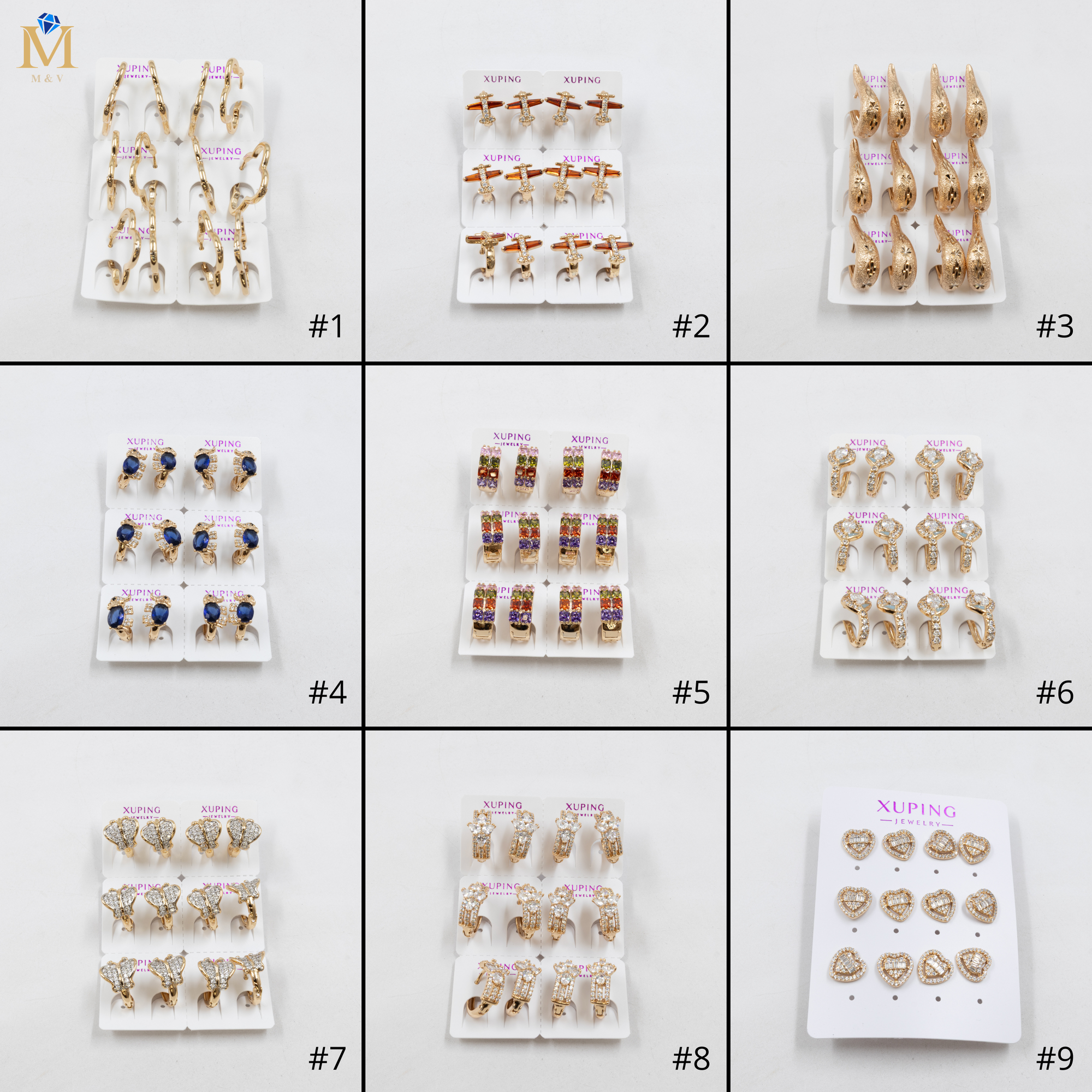 Paquete de 6 pares de Aretes Xuping Dorado M15 Oro Laminado