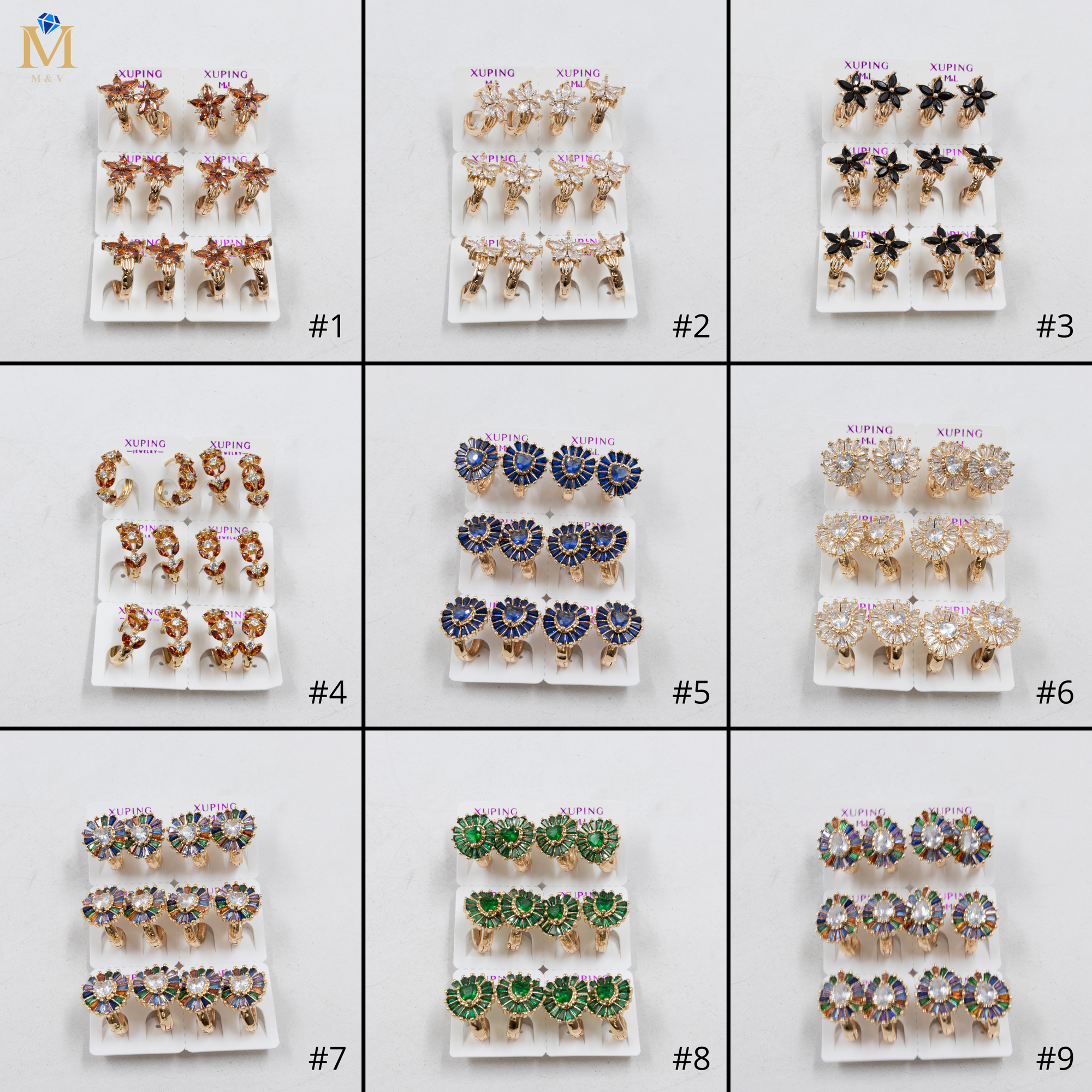 Paquete de 6 pares de Aretes Xuping Dorado M2 Oro Laminado