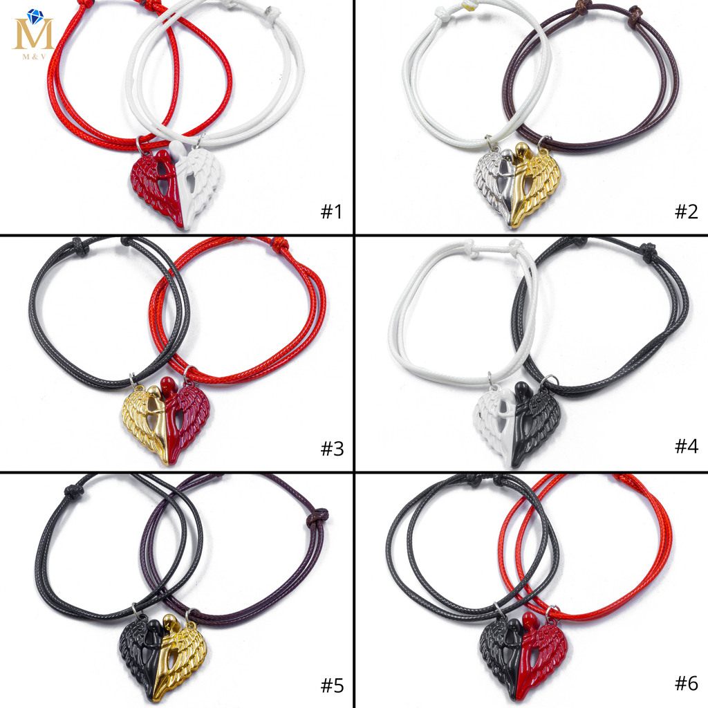 Pulseras de Corazón de Pareja con imán M2 Oro Laminado
