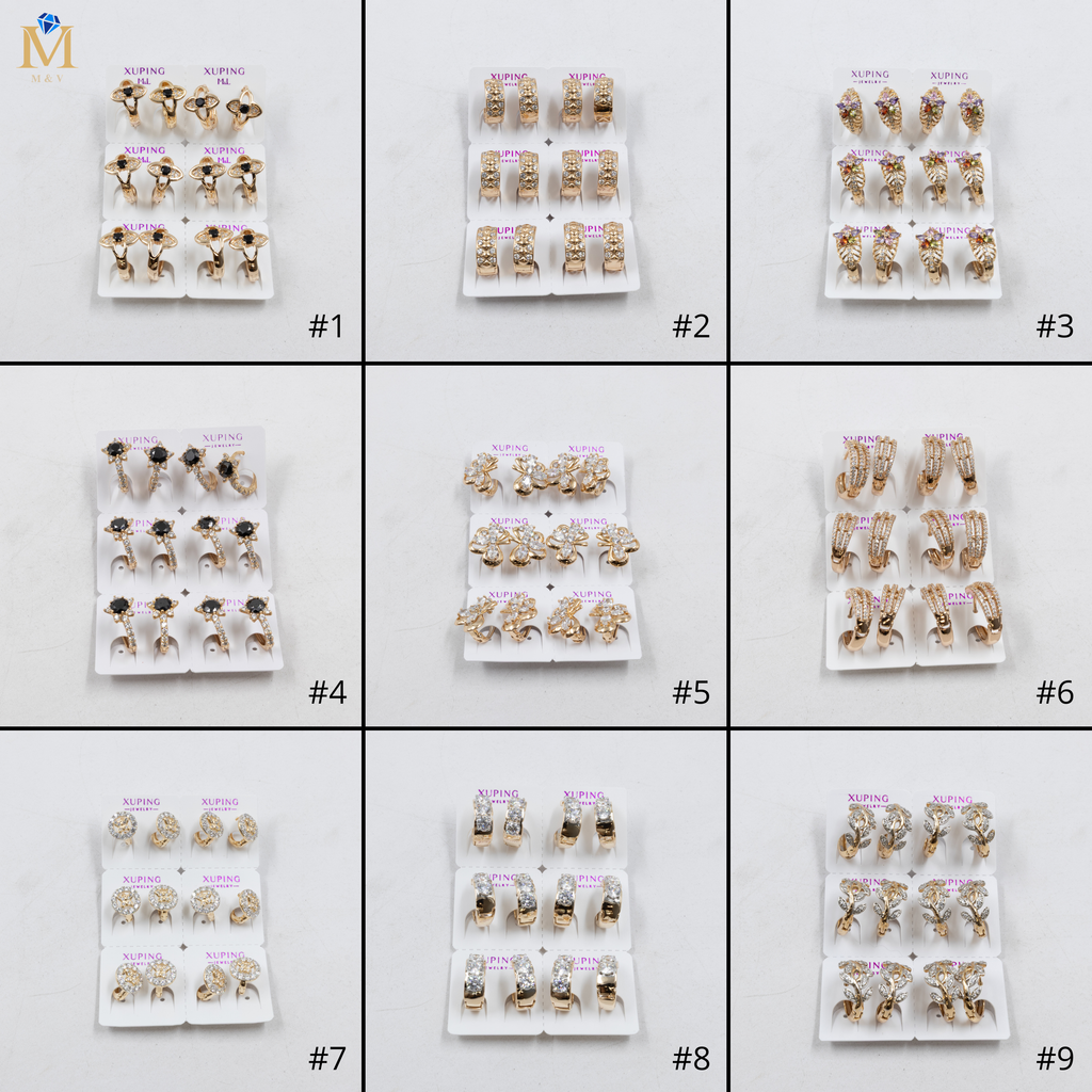 Paquete de 6 pares de Aretes Xuping Dorado M4 Oro Laminado