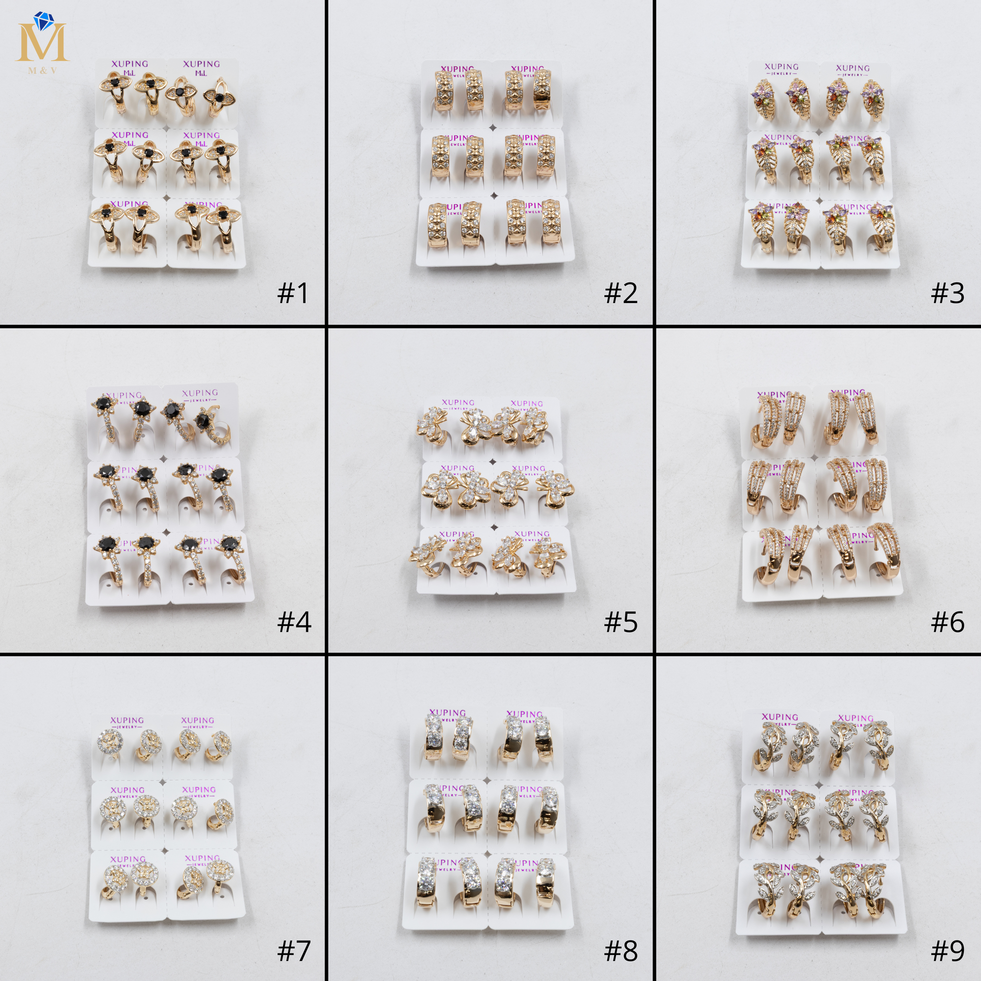 Paquete de 6 pares de Aretes Xuping Dorado M4 Oro Laminado
