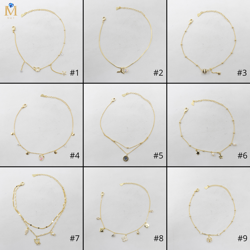 Tobilleras Doradas Ajustables M8 Oro Laminado