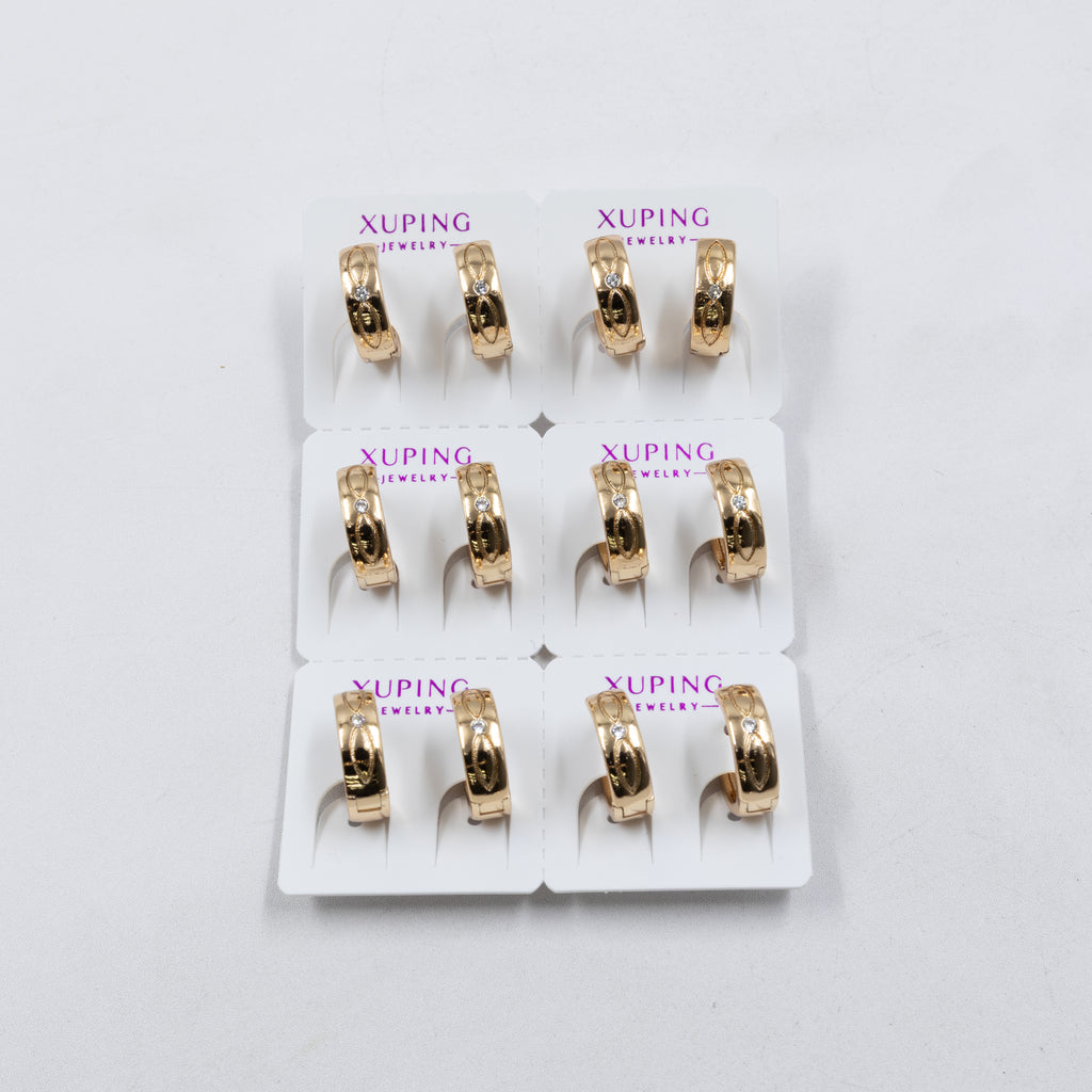 Paquete de 6 pares de Aretes Xuping Dorado M26 Oro Laminado