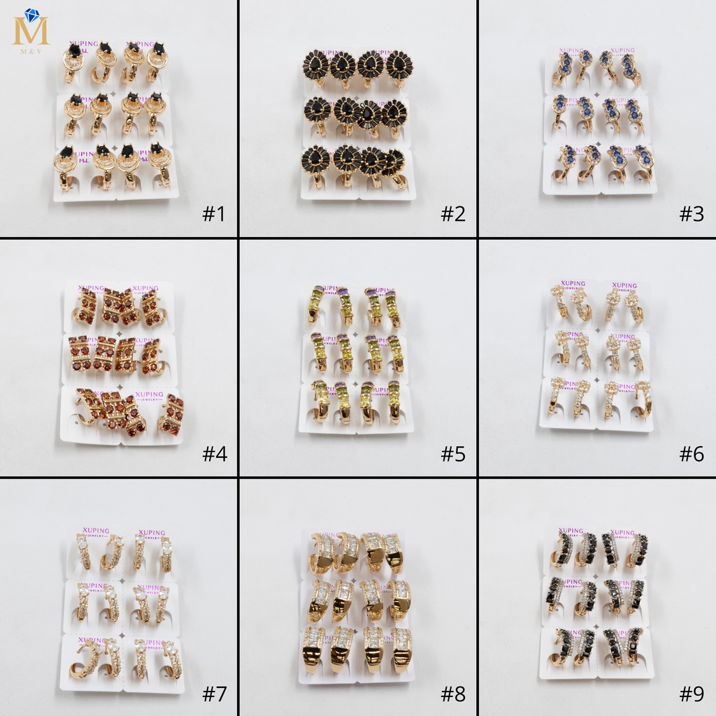 Paquete de 6 pares de Aretes Xuping Dorado M14 Oro Laminado
