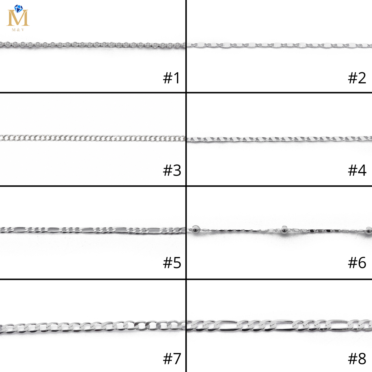 Pulseras Plateadas de 19 cm M1 Oro Laminado