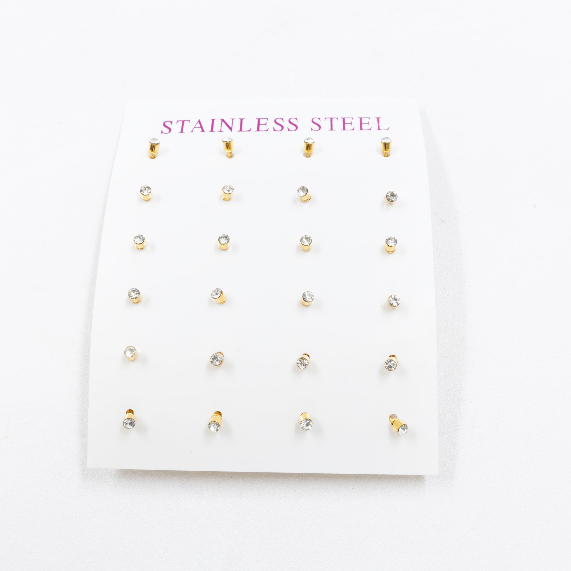 Paquete 12 pares de Aretes medida 2 mm M2 Acero Inoxidable 18/03/26