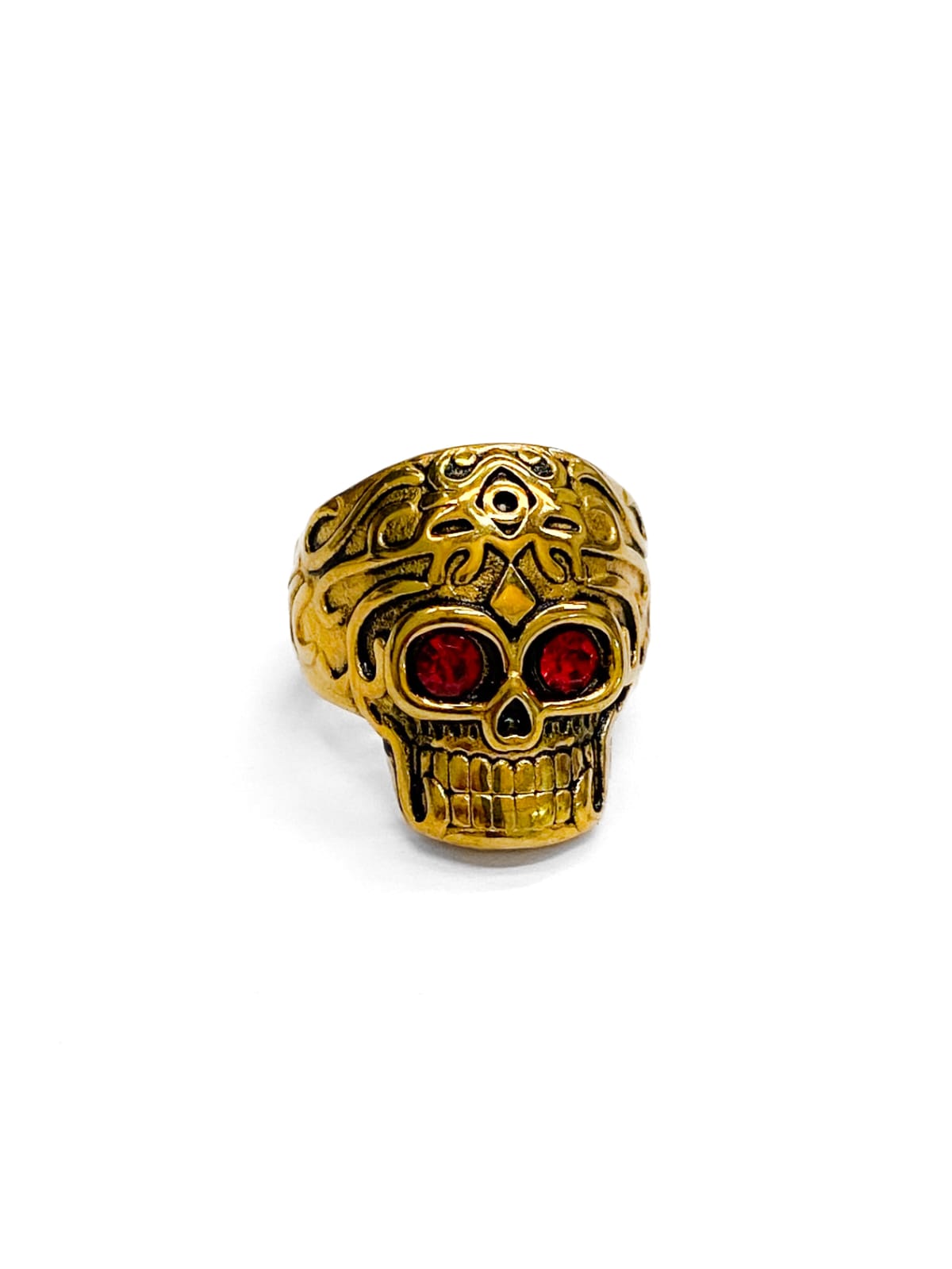 Anillo Calavera Dorado y Plateado Acero Inoxidable M18