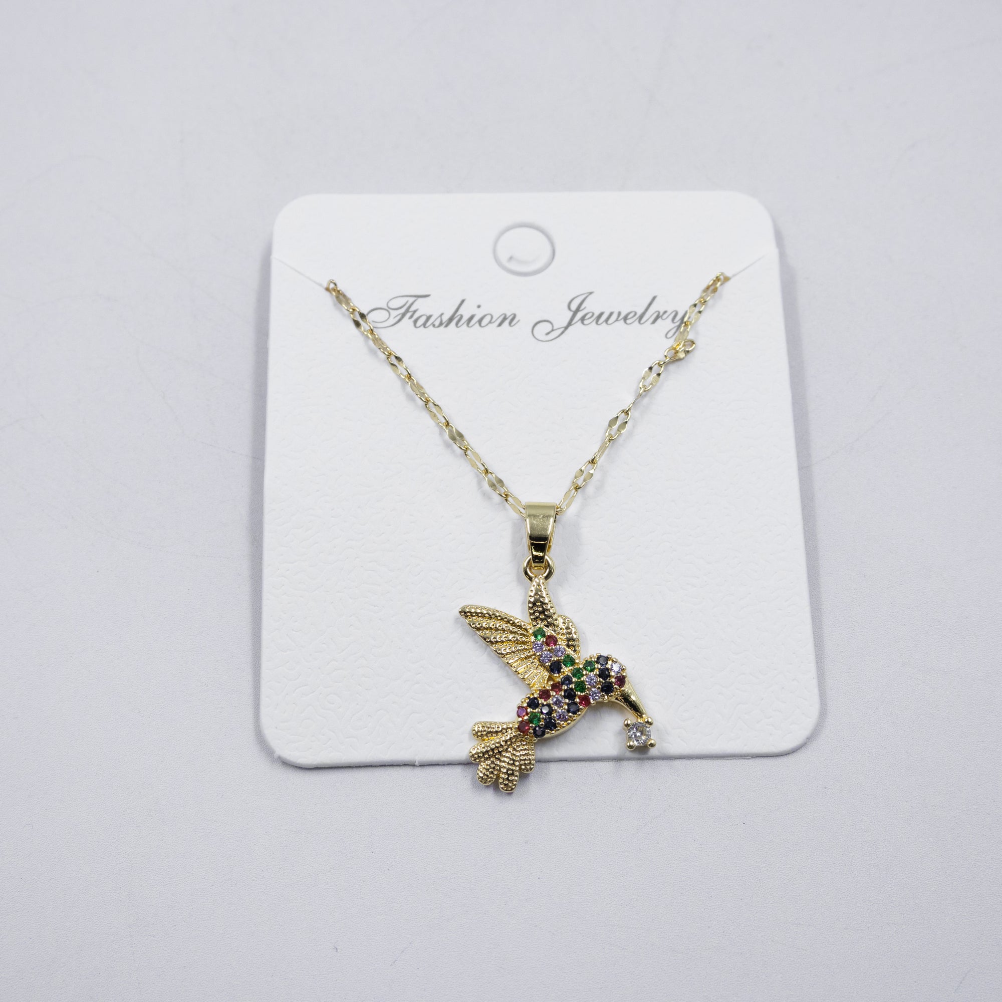 Collar Dorado con dije de colibri M1 Oro Laminado