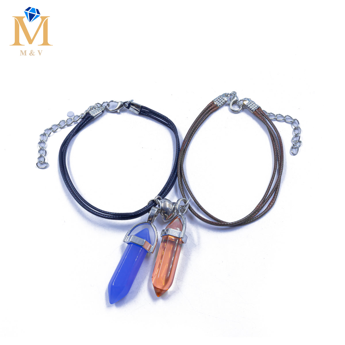 Pulseras con dijes de Piedras de Pareja M12 Oro Laminado