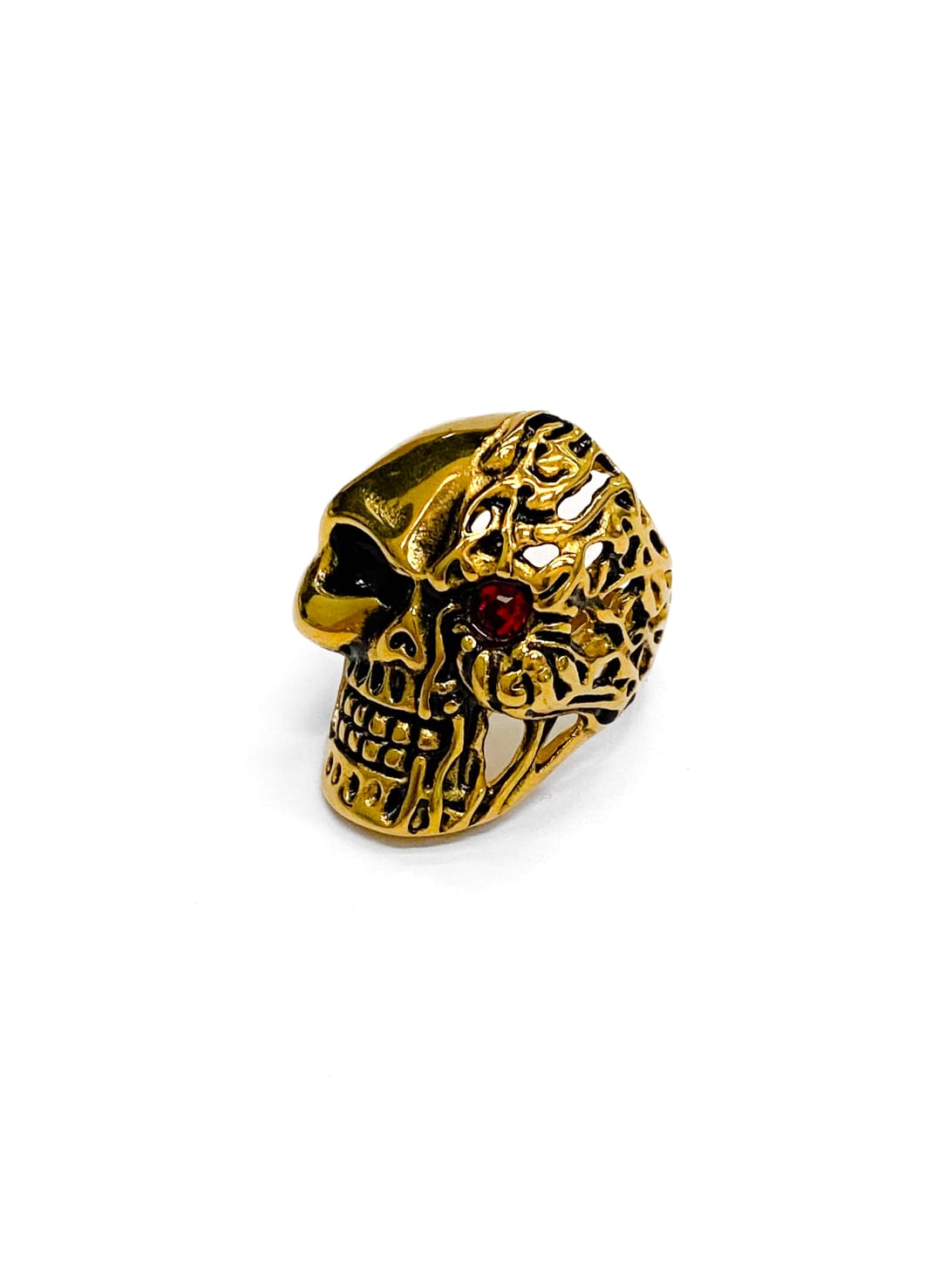 Anillo Calavera Dorado y Plateado Acero Inoxidable M18