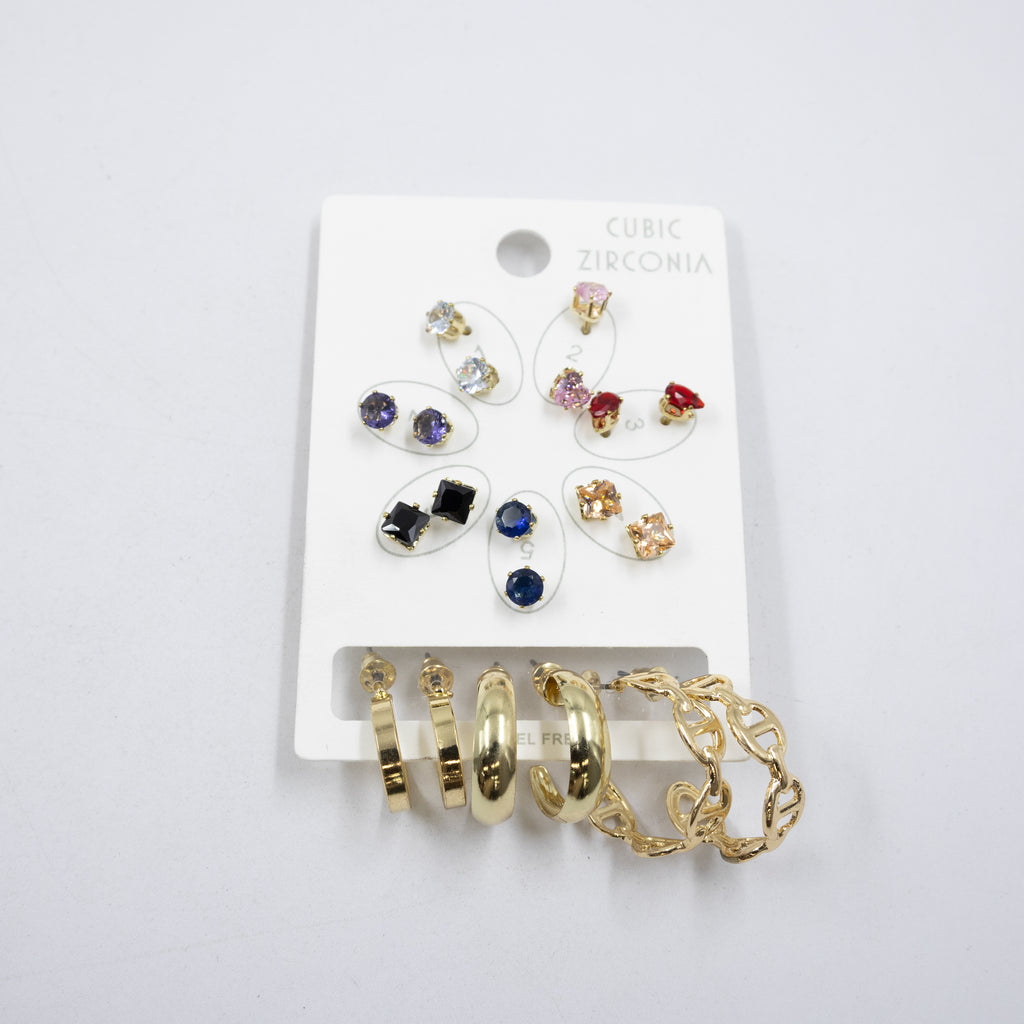 Paquete de 10 pares de aretes M3 Oro Laminado
