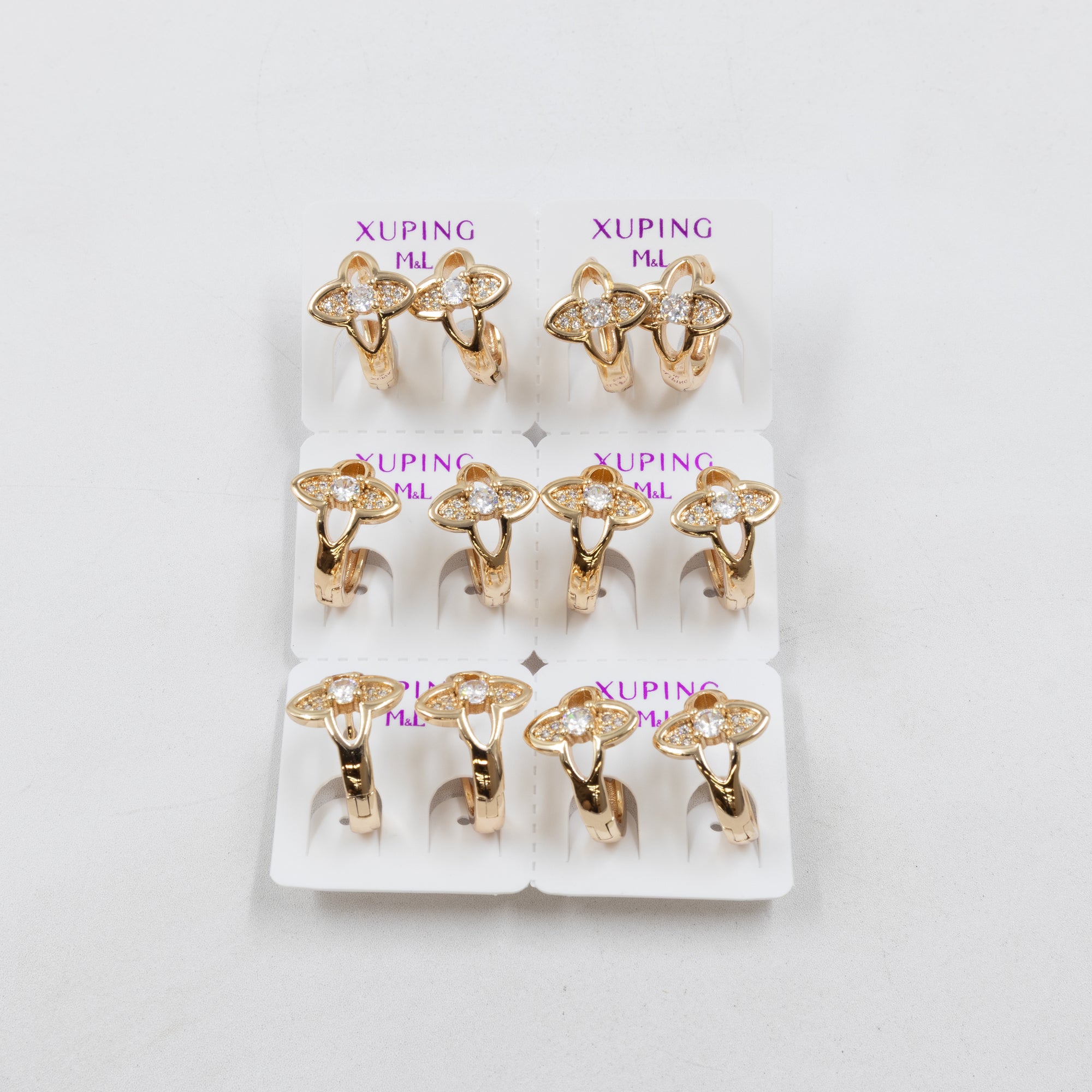 Paquete de 6 pares de Aretes Xuping Dorado M18 Oro Laminado