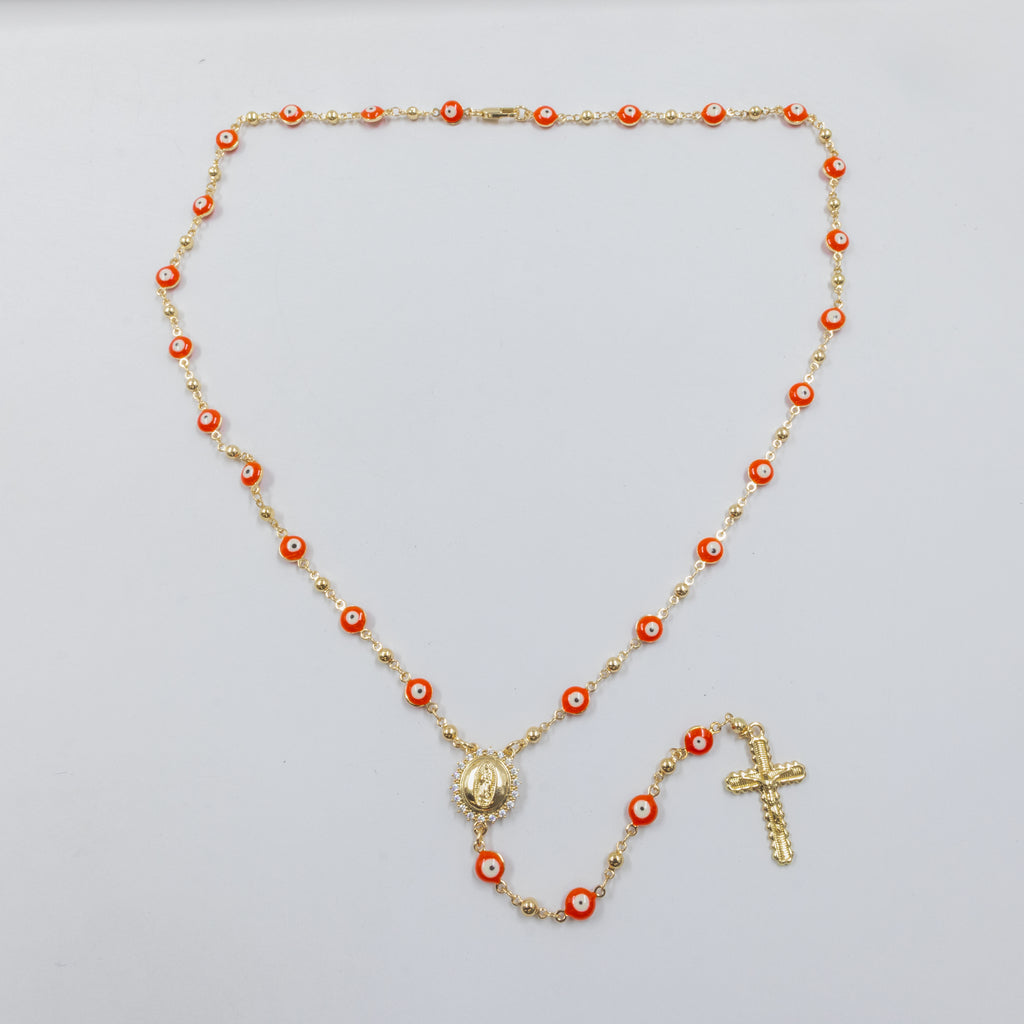 Rosario Dorado de Ojo Turco M1 Oro Laminado