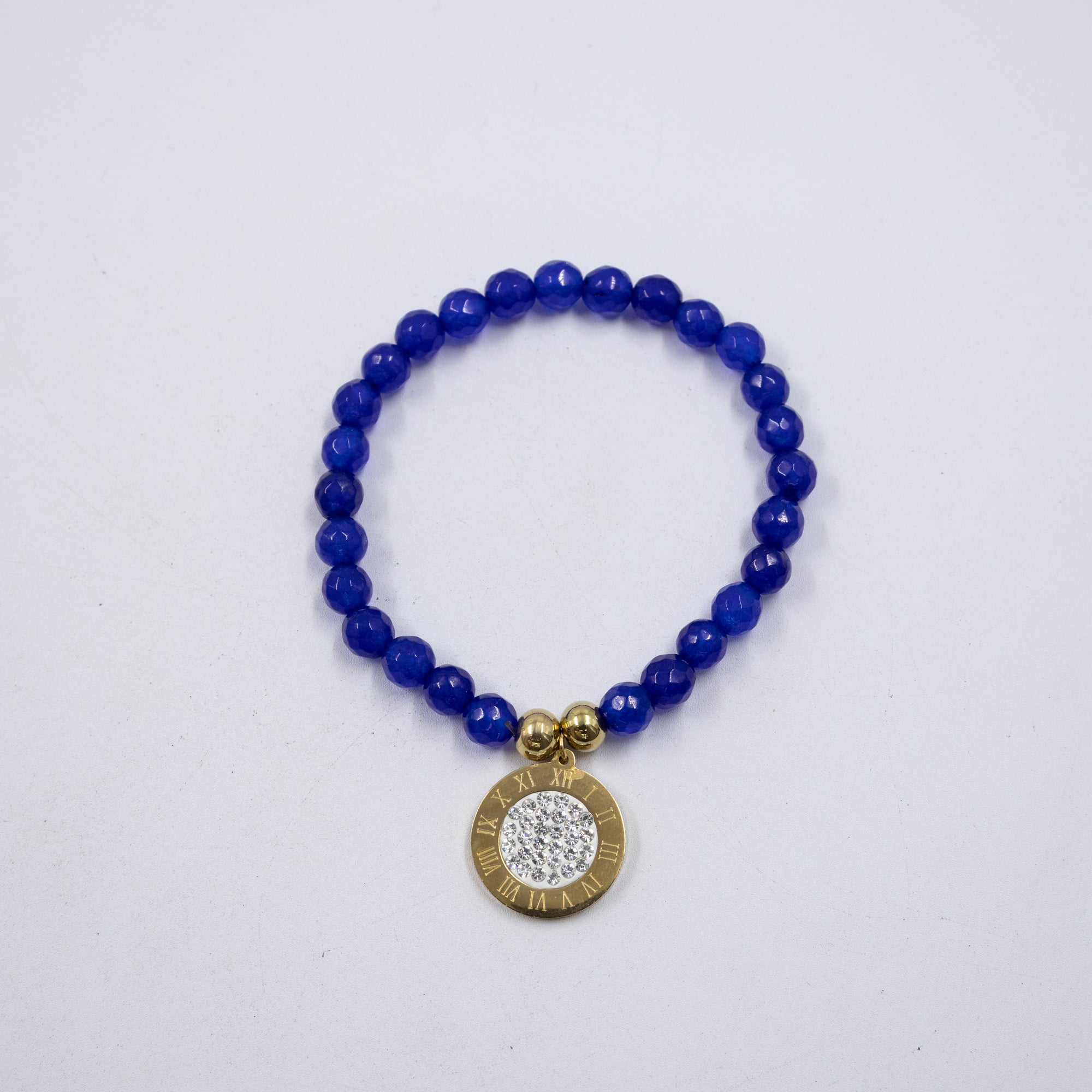 Pulseras De cuentas azules con Dije M1 Oro Laminado