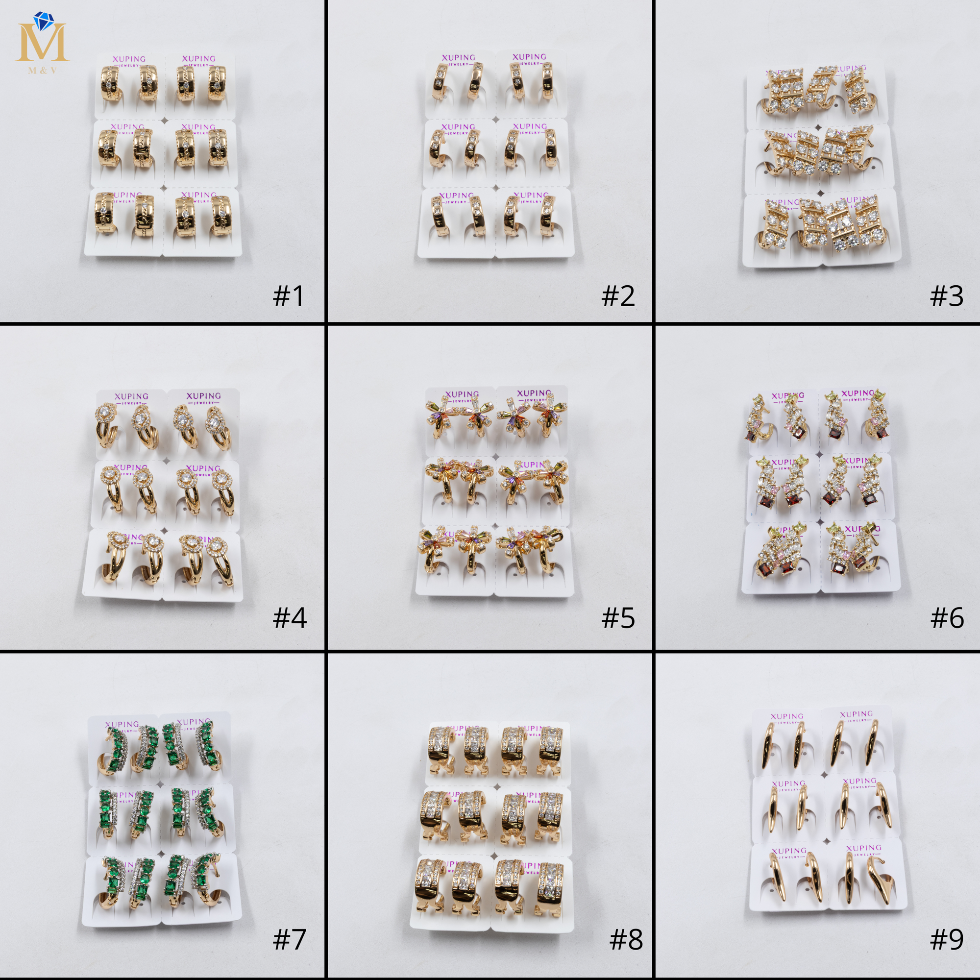 Paquete de 6 pares de Aretes Xuping Dorado M25 Oro Laminado