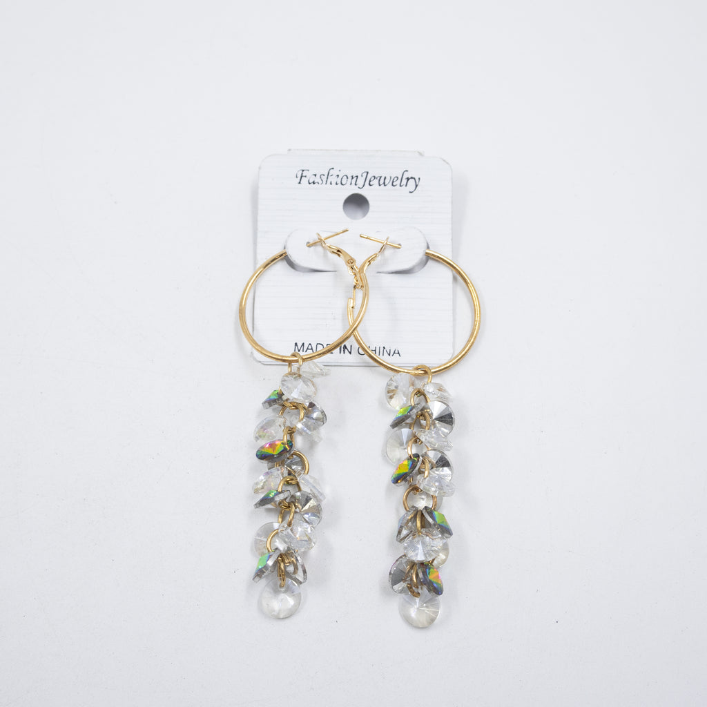 Aretes Largos de Piedras M1 Oro Laminado