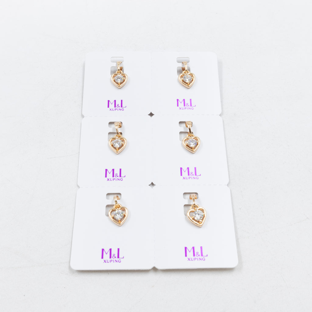 Paquete de 6 dijes con Piedras Oro Rosado  M7 Oro Laminado