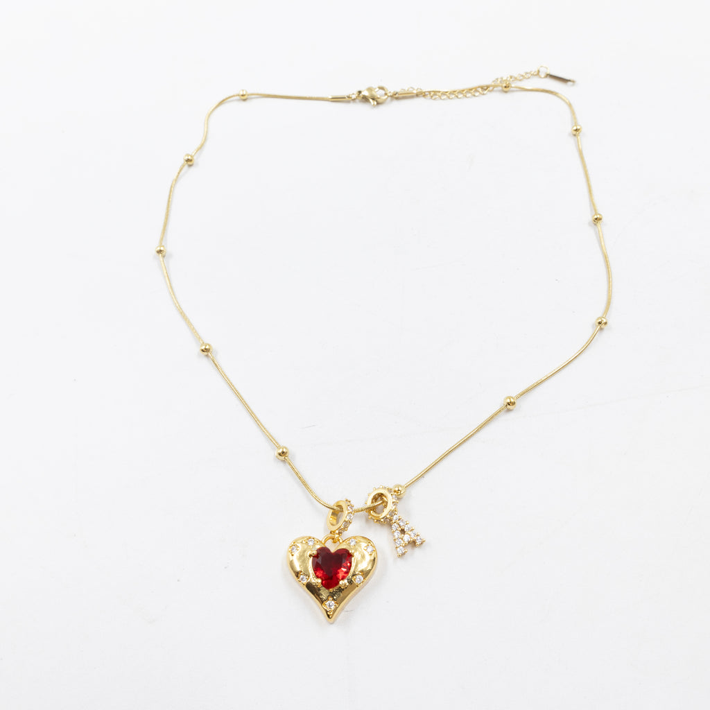 Collares Dorados con dije de Letra y corazon M1 Oro Laminado
